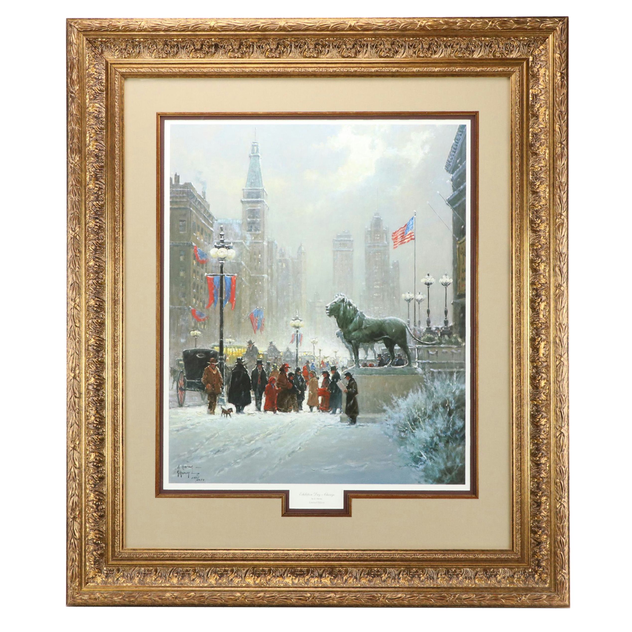 Gerald Harvey Offset Lithograph "Exhibition Day - Chicago," 1995