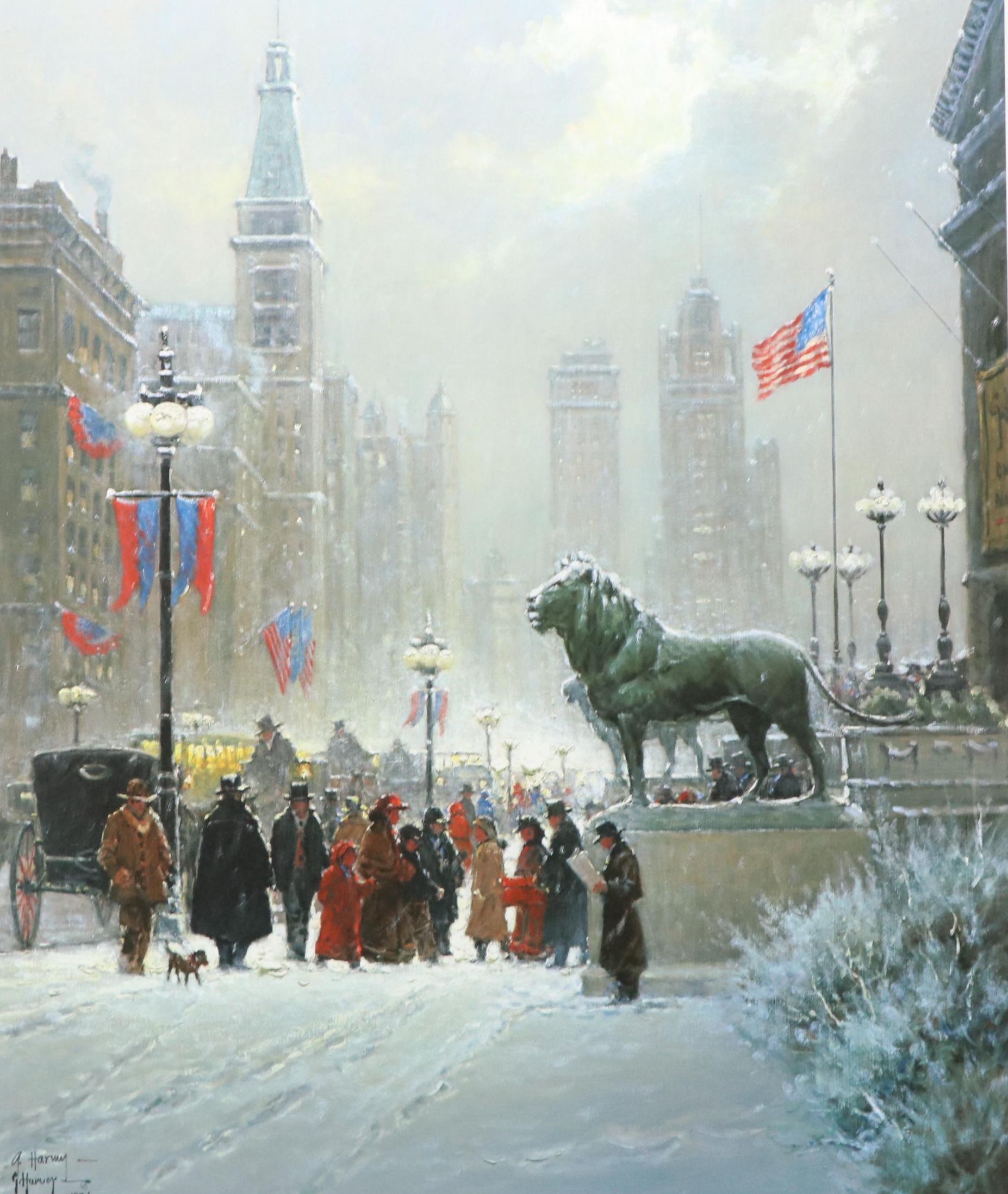 Gerald Harvey Offset Lithograph "Exhibition Day - Chicago," 1995