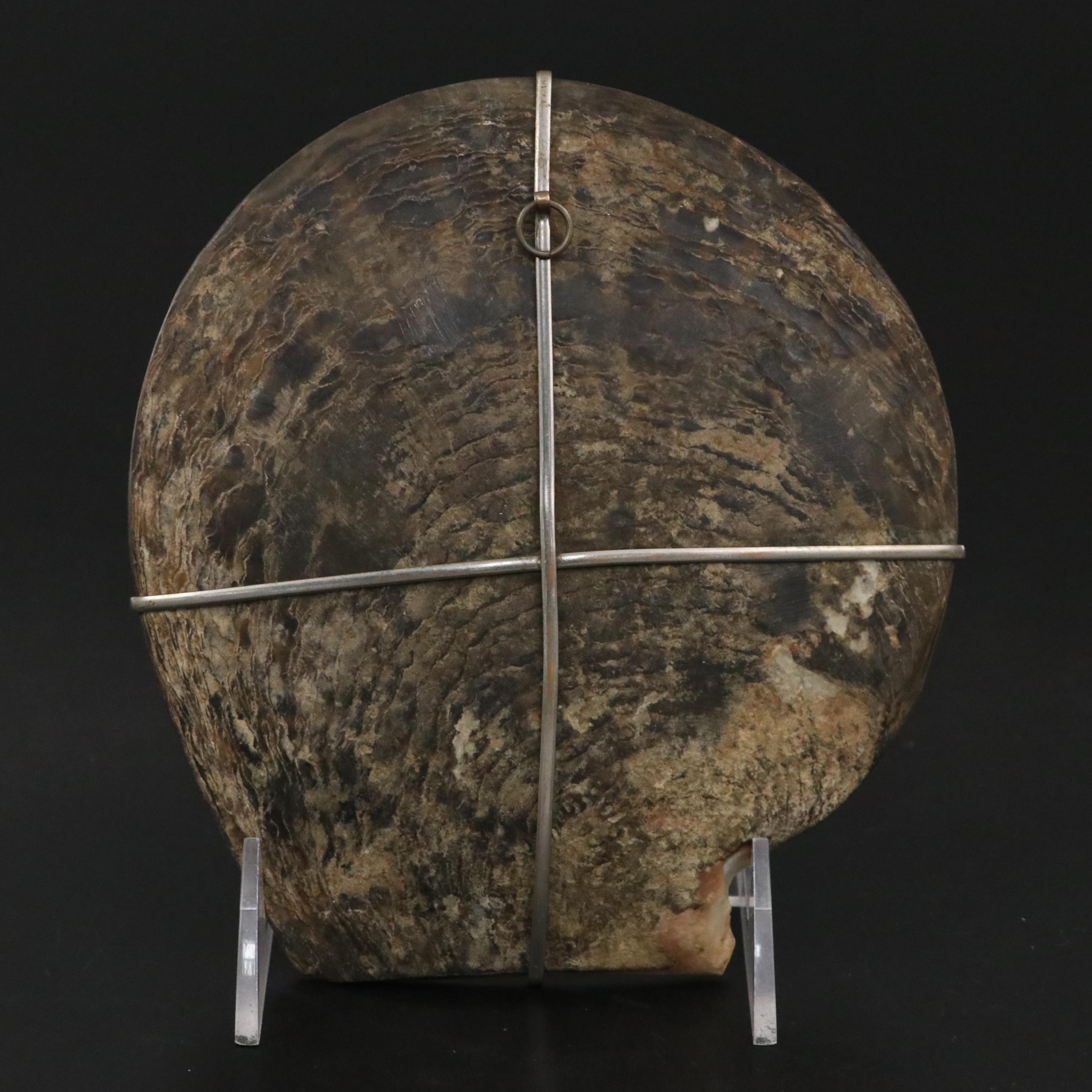 Antique Carved Abalone Shell of Fisherwoman, Late 19th Century