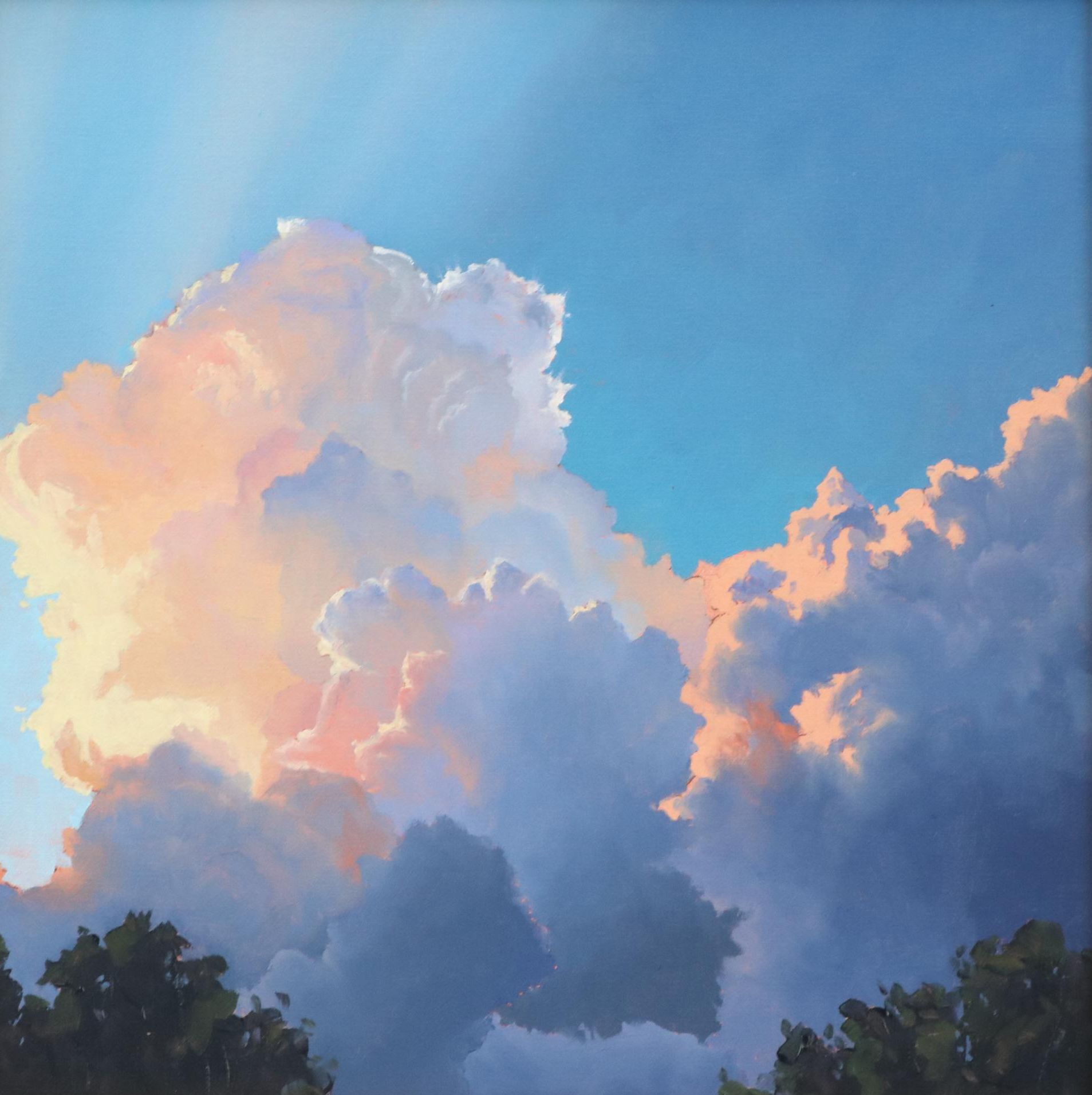 Sarah Brown Landscape Oil Painting "Last Light at Dusk," 21st Century