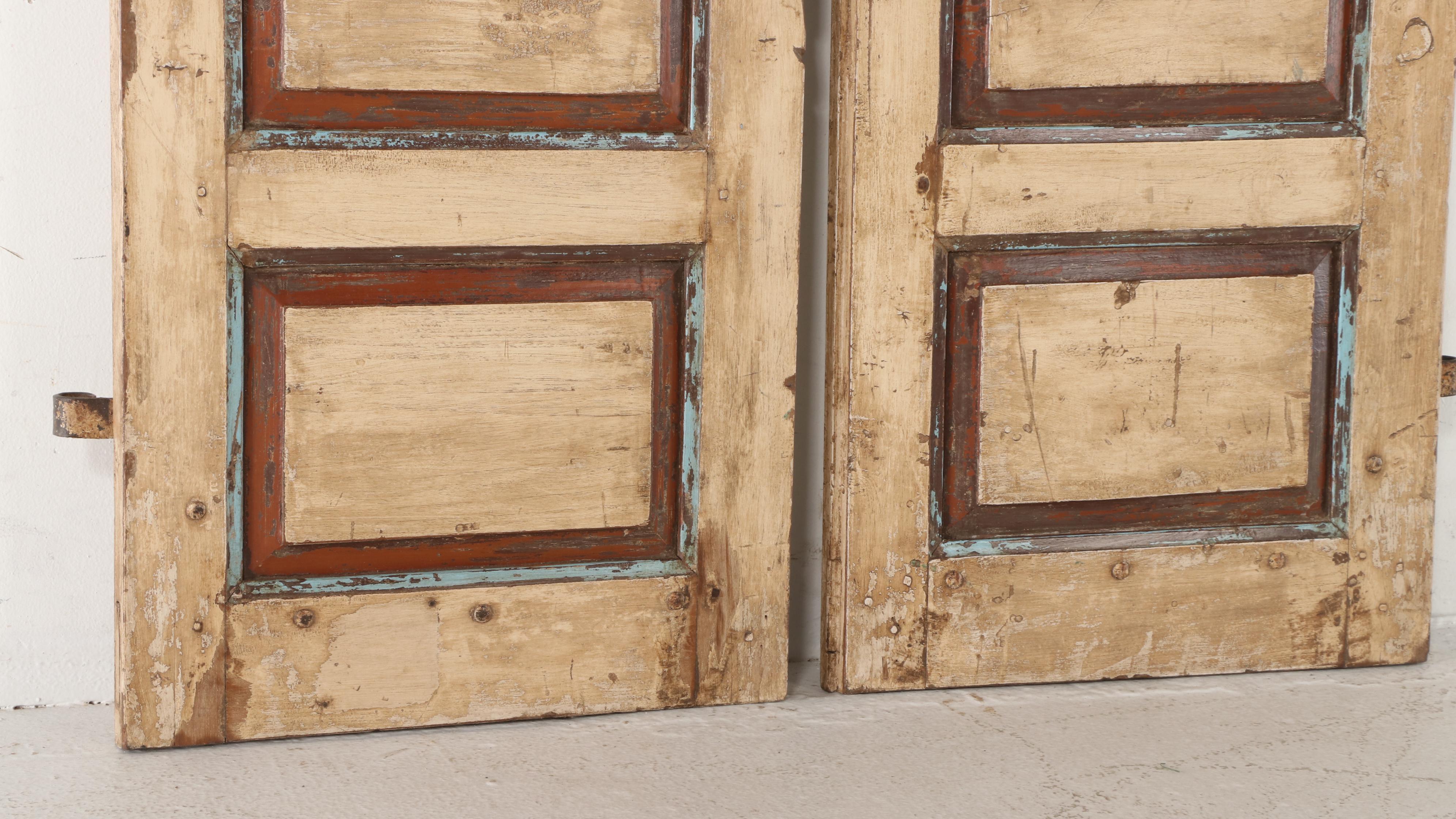 Pair of Five-Panel Inset Wooden Doors, Antique