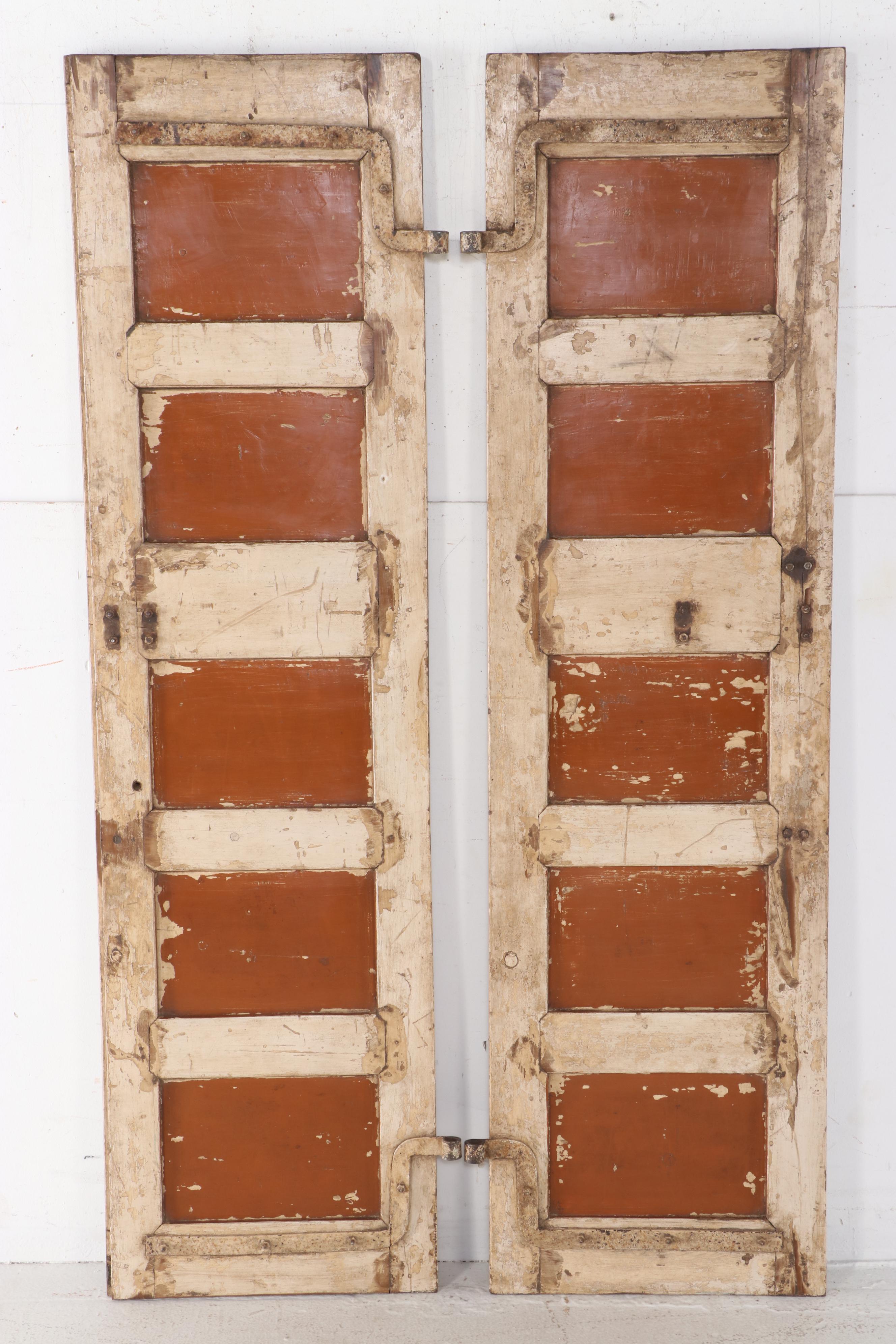 Pair of Five-Panel Inset Wooden Doors, Antique