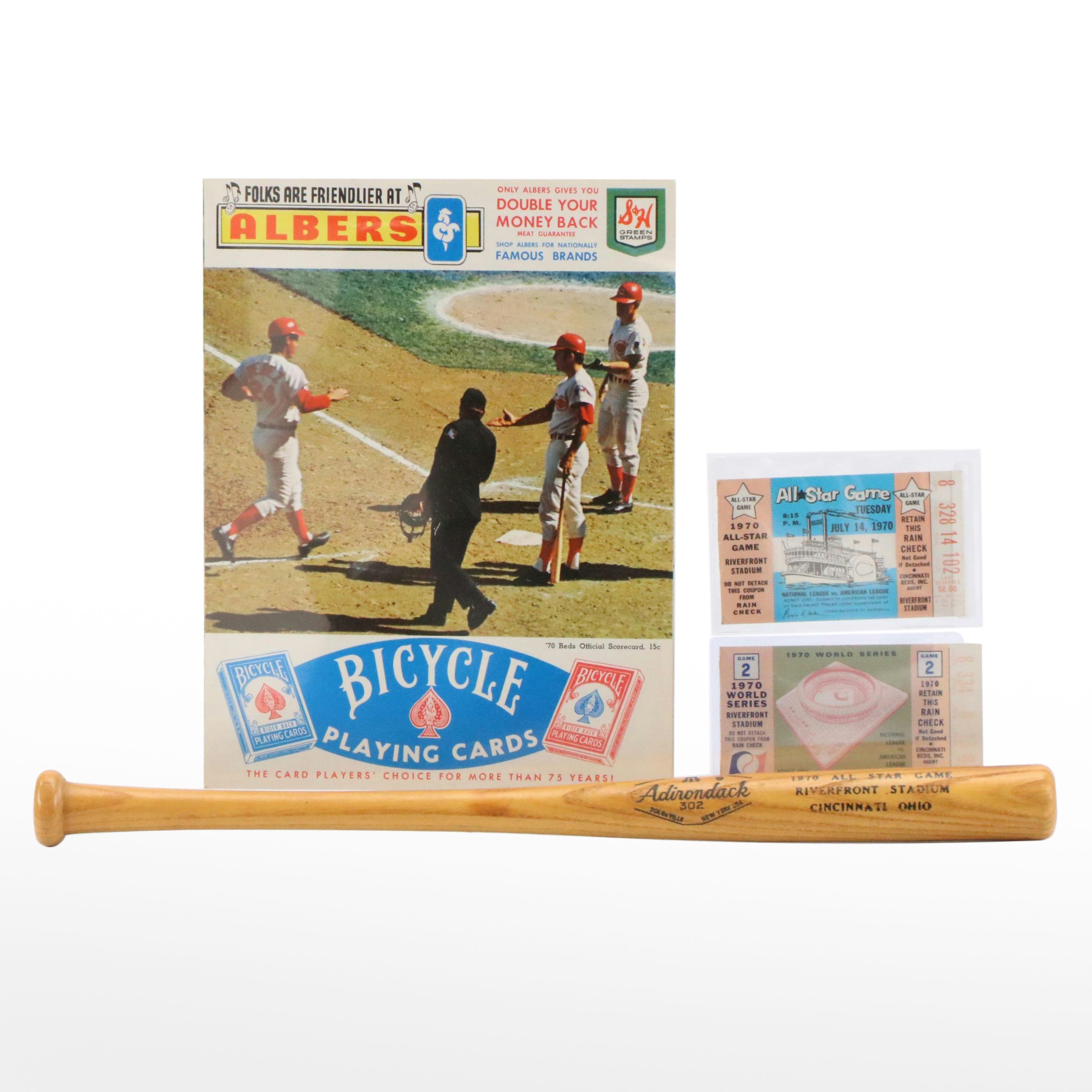 1970 World Series and All-Star Game Ticket Stubs with Mini Bat and More