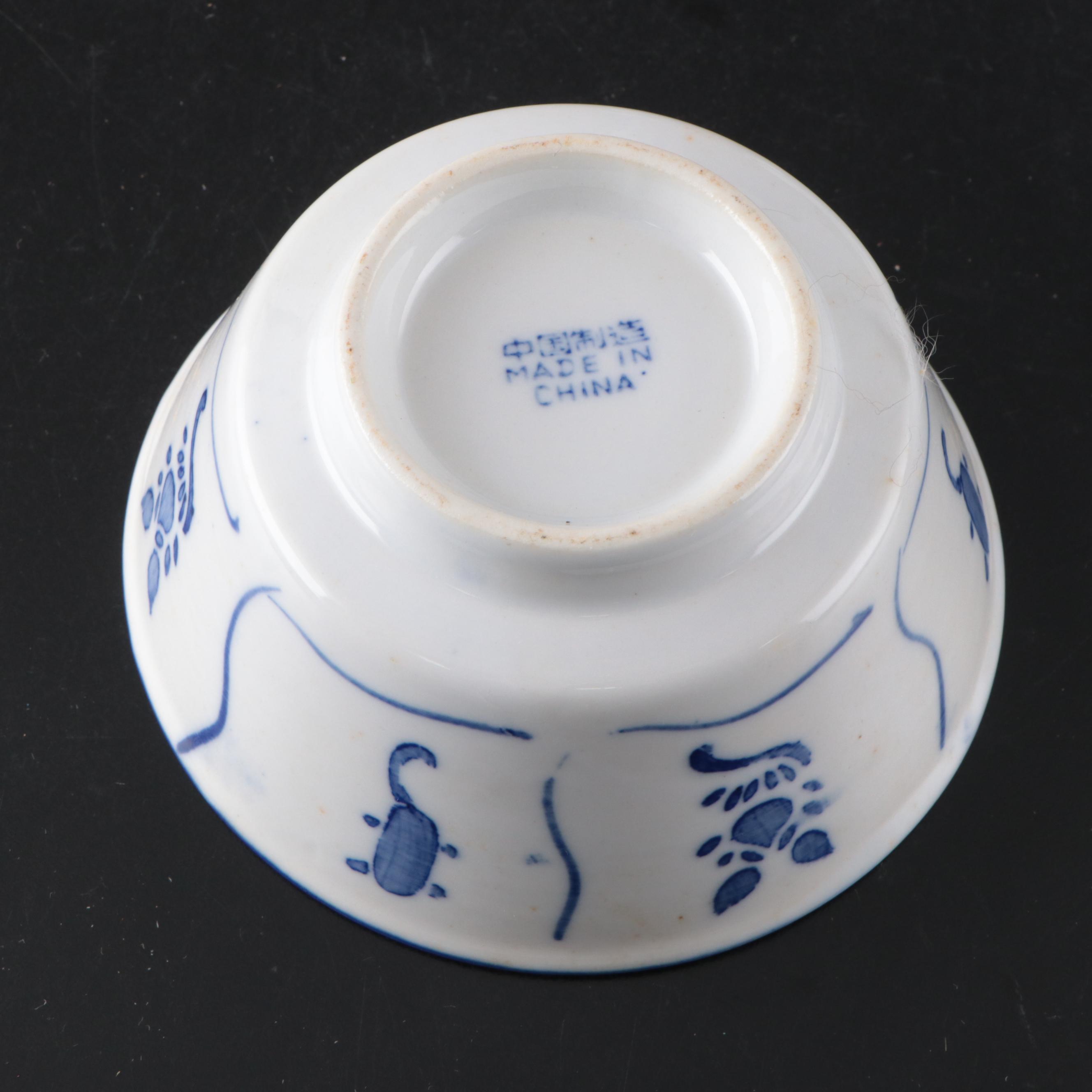 Chinese Blue and White Porcelain Bowl with More East Asian Blue and White Décor