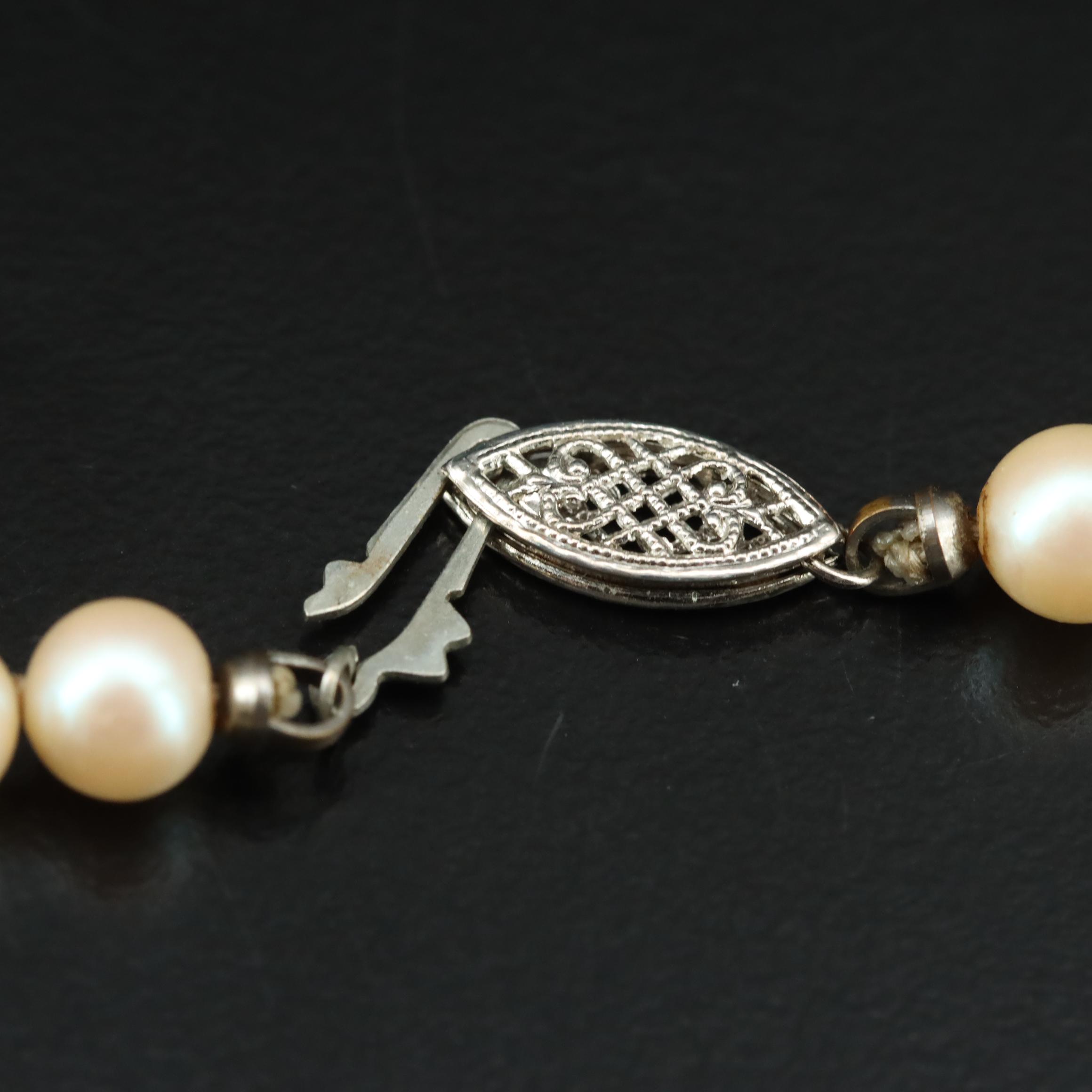 Faux Pearl Necklace with Sterling Clasp