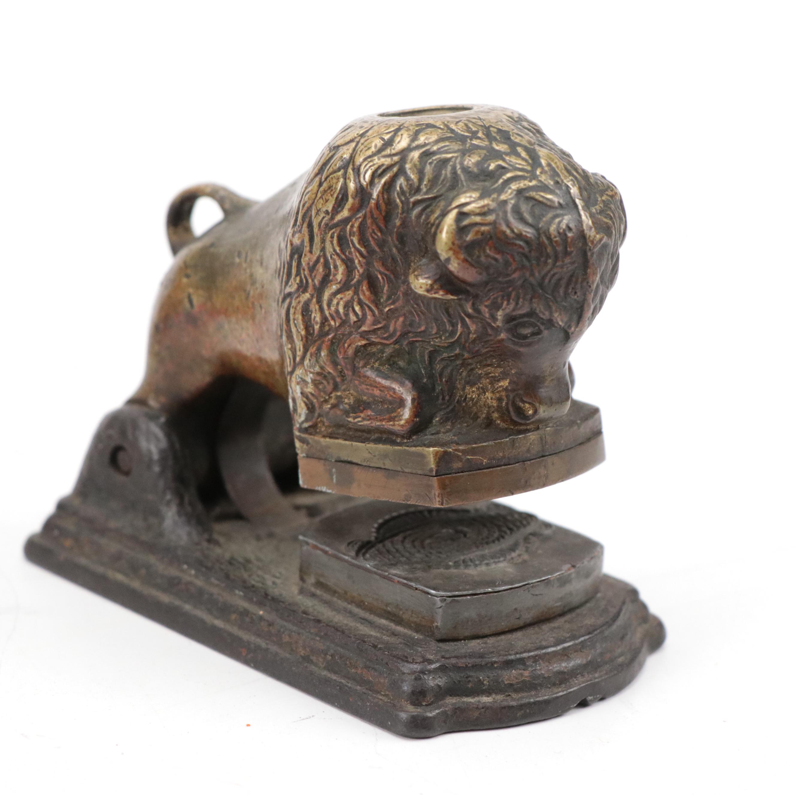 Victorian Floral Brass Curtain Tiebacks with Buffalo Dye Stamp and Brass Eagle