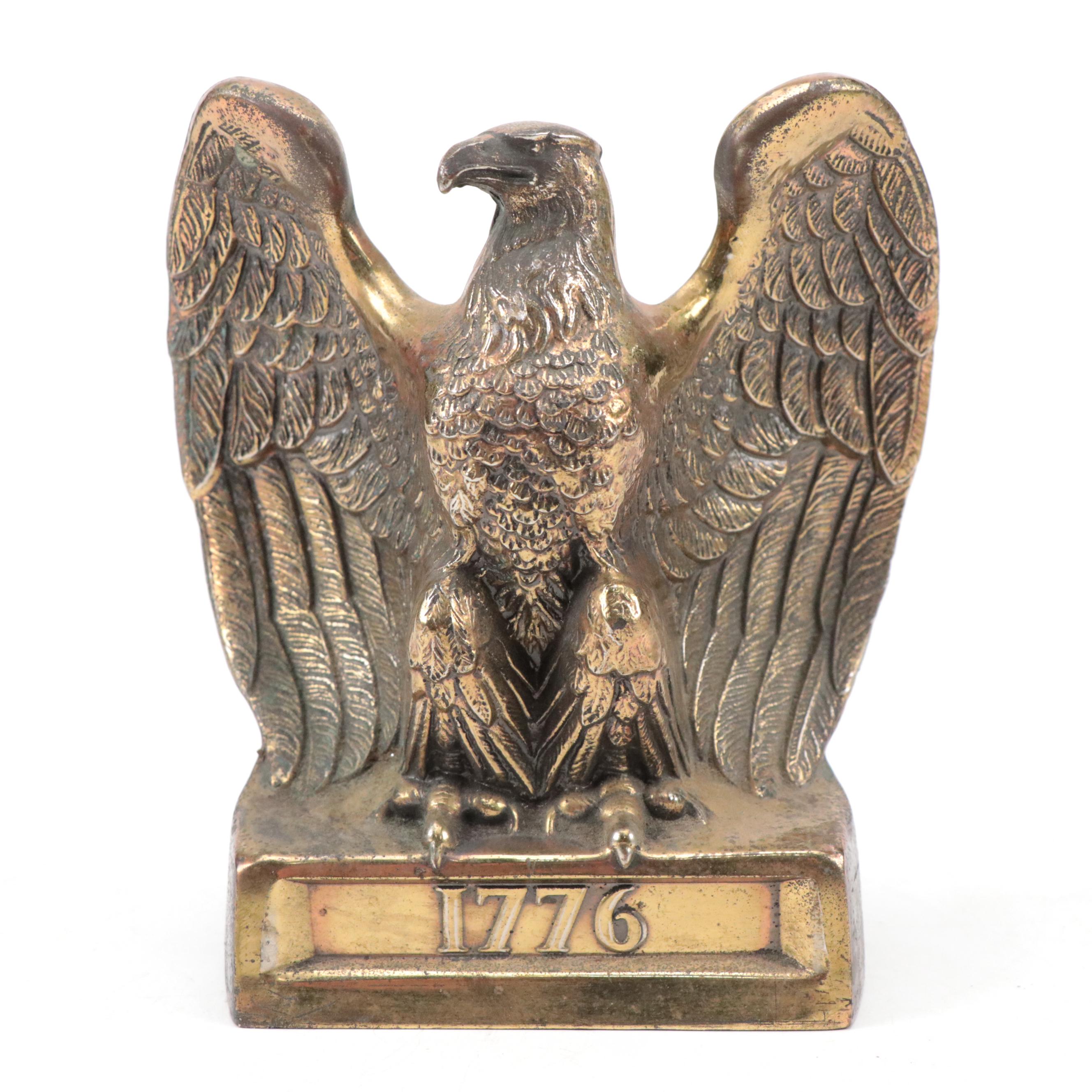 Victorian Floral Brass Curtain Tiebacks with Buffalo Dye Stamp and Brass Eagle