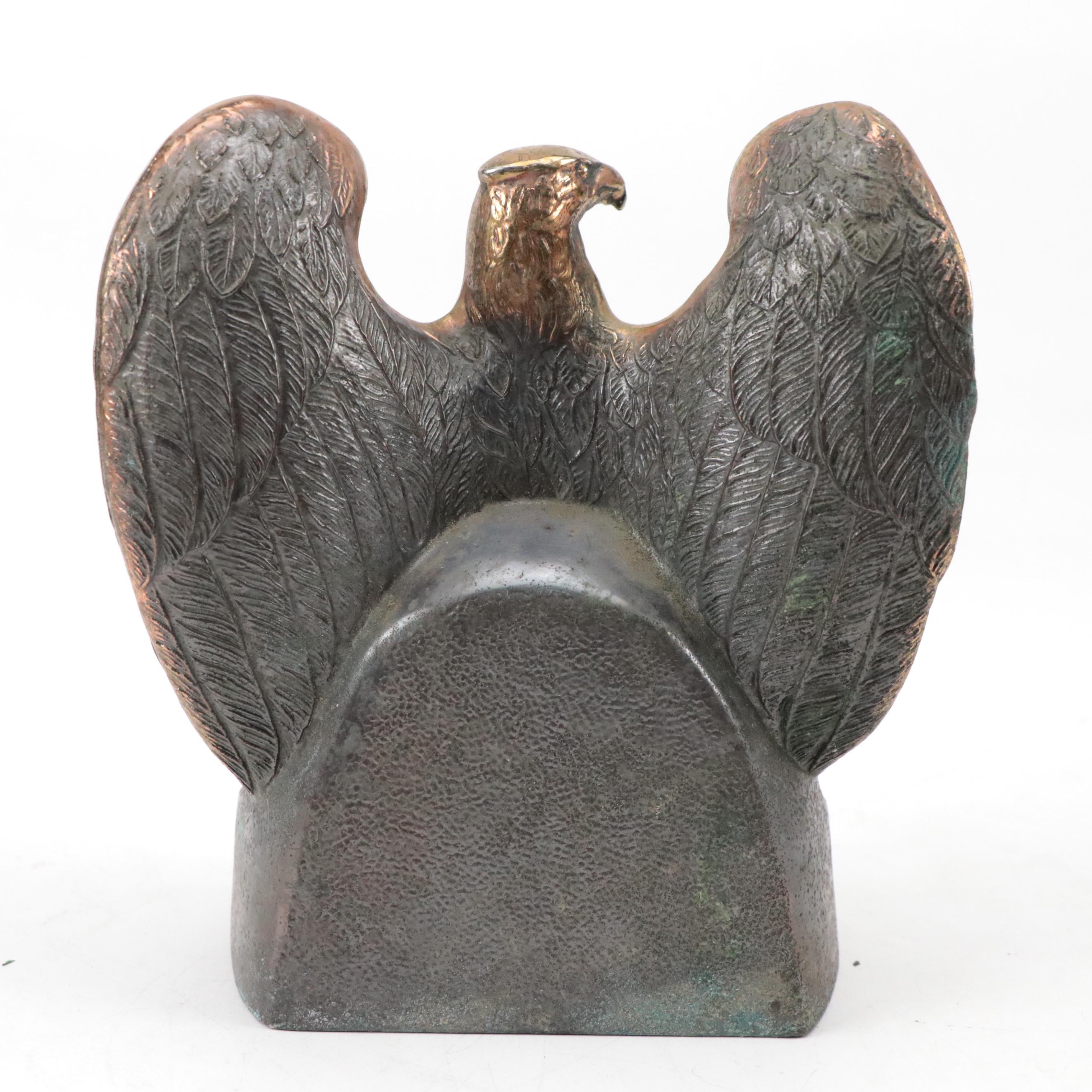 Victorian Floral Brass Curtain Tiebacks with Buffalo Dye Stamp and Brass Eagle