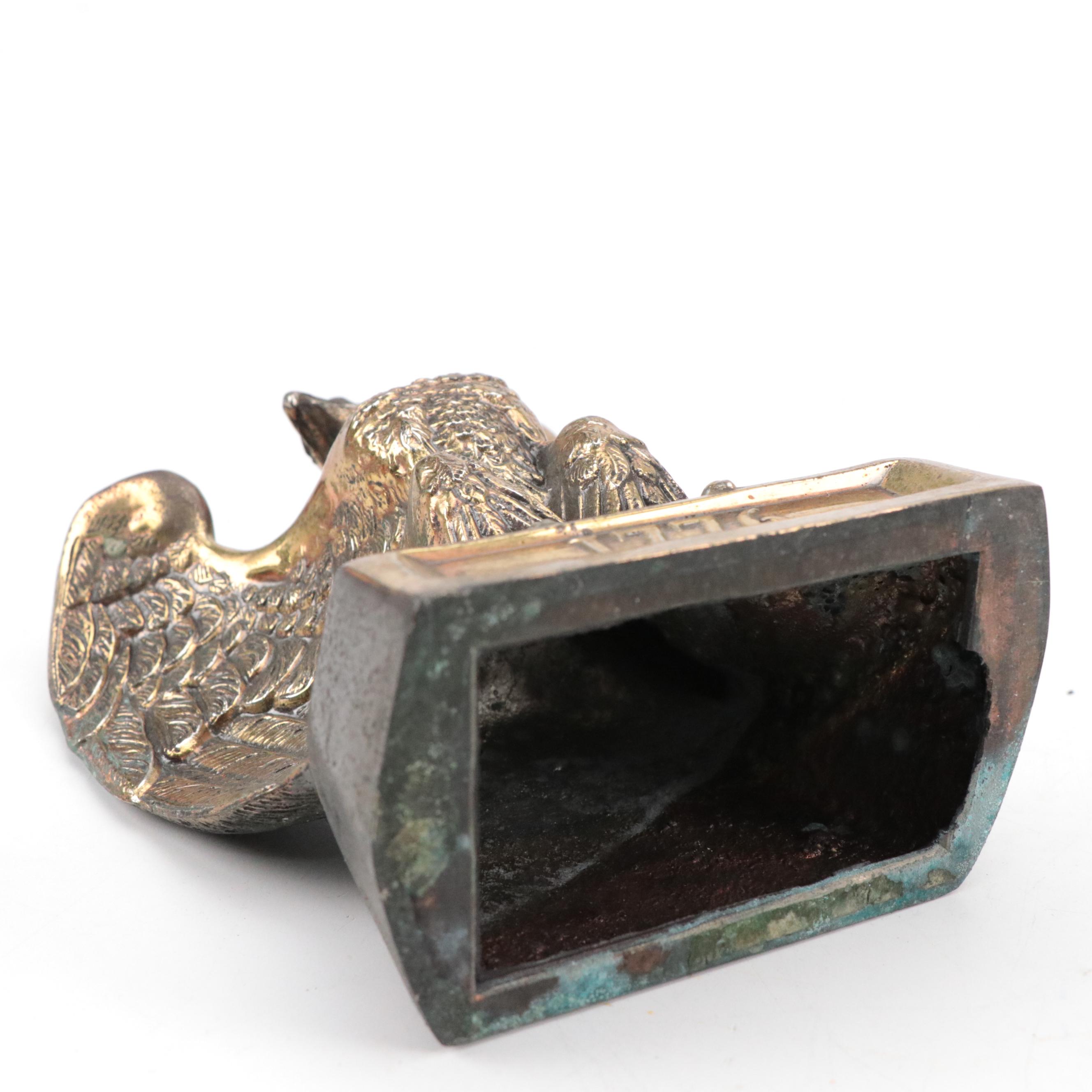 Victorian Floral Brass Curtain Tiebacks with Buffalo Dye Stamp and Brass Eagle