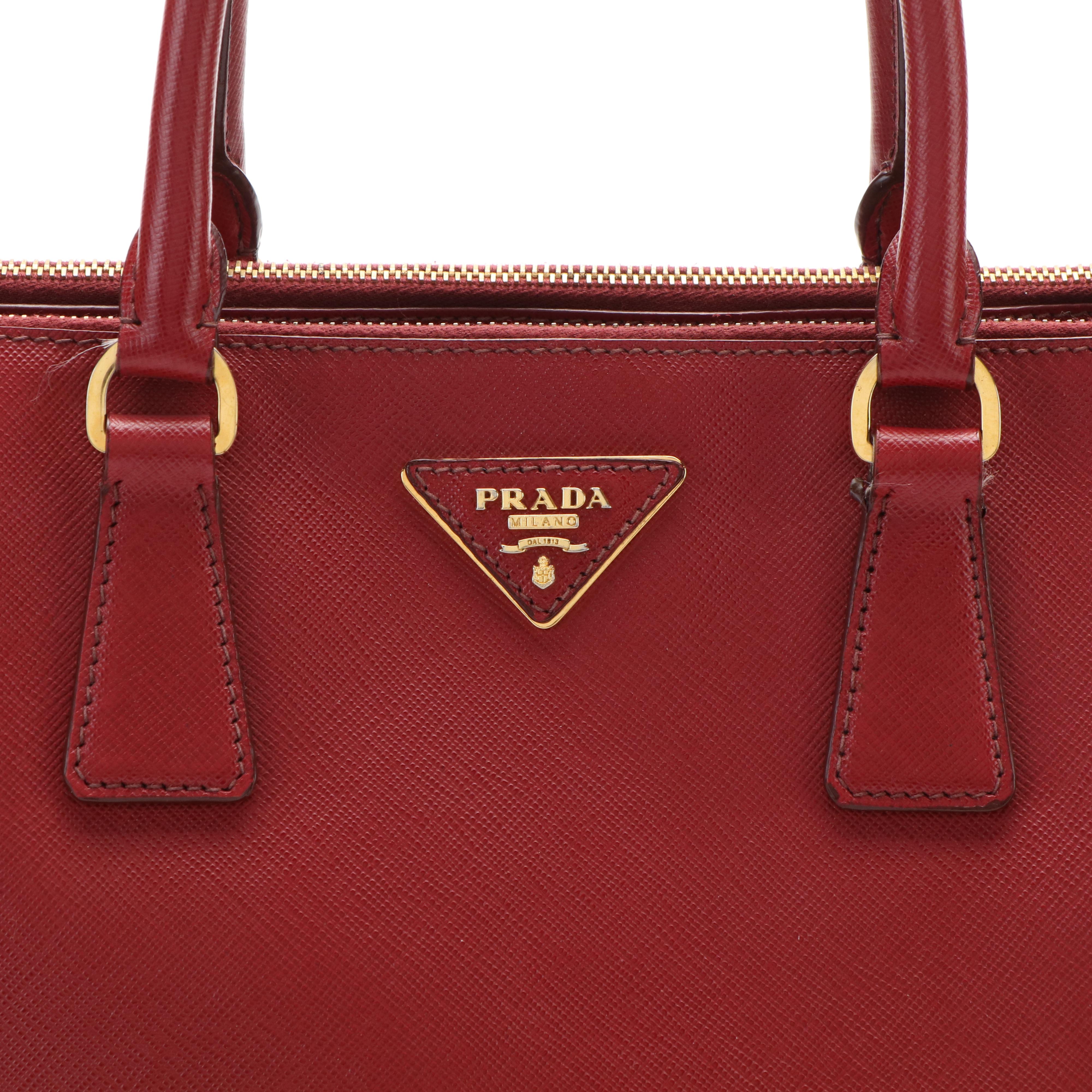 Prada Red Saffiano Leather Galleria Handbag