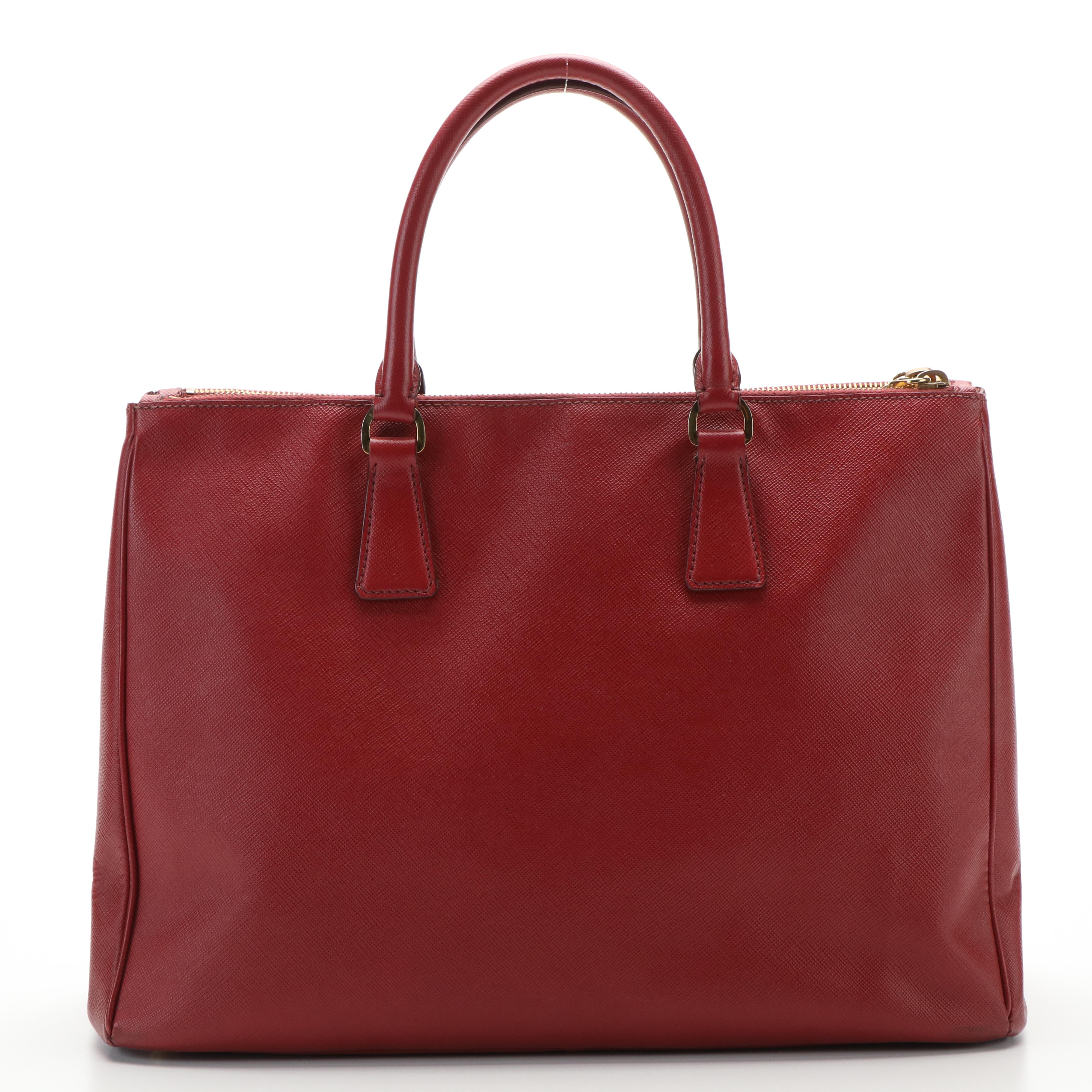 Prada Red Saffiano Leather Galleria Handbag