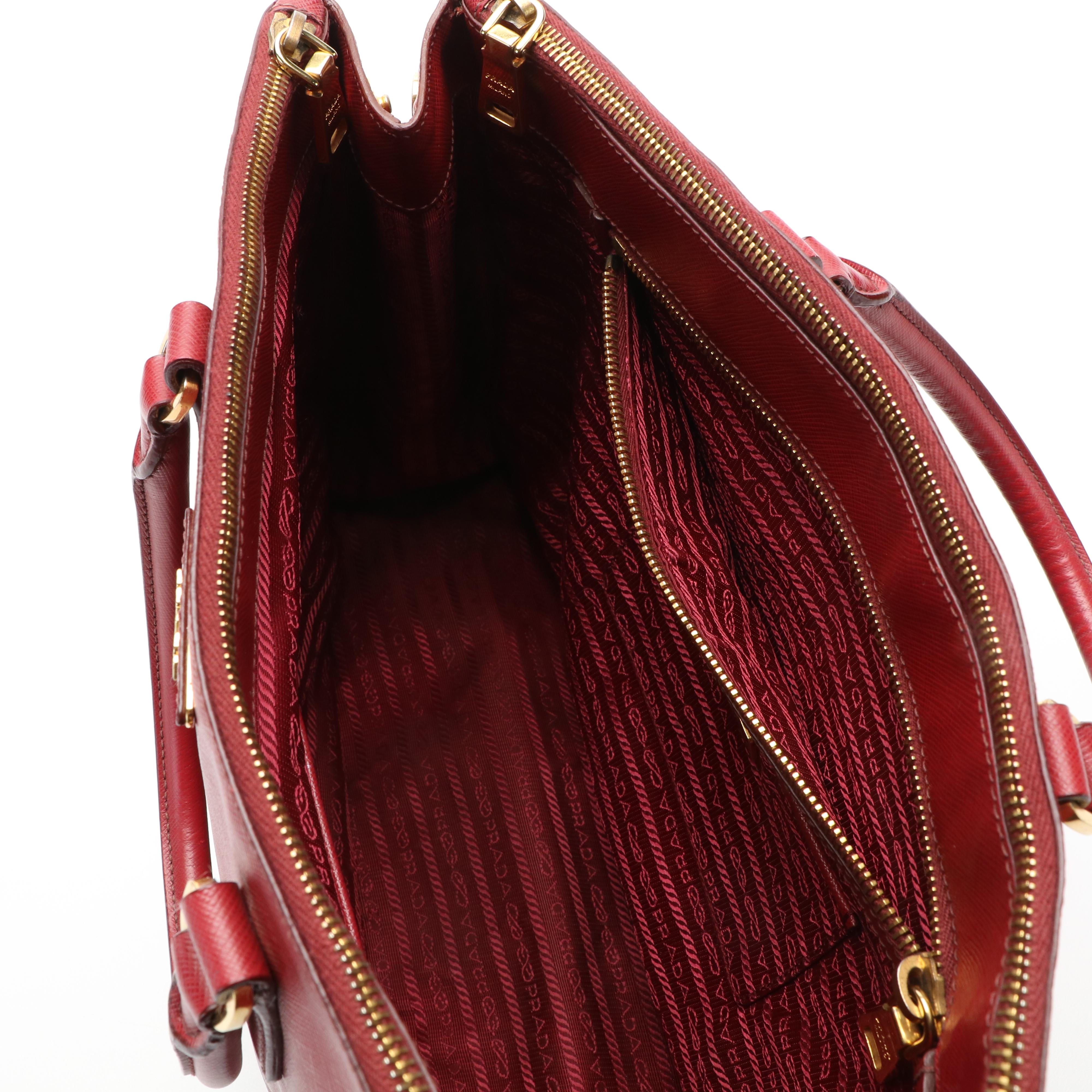 Prada Red Saffiano Leather Galleria Handbag