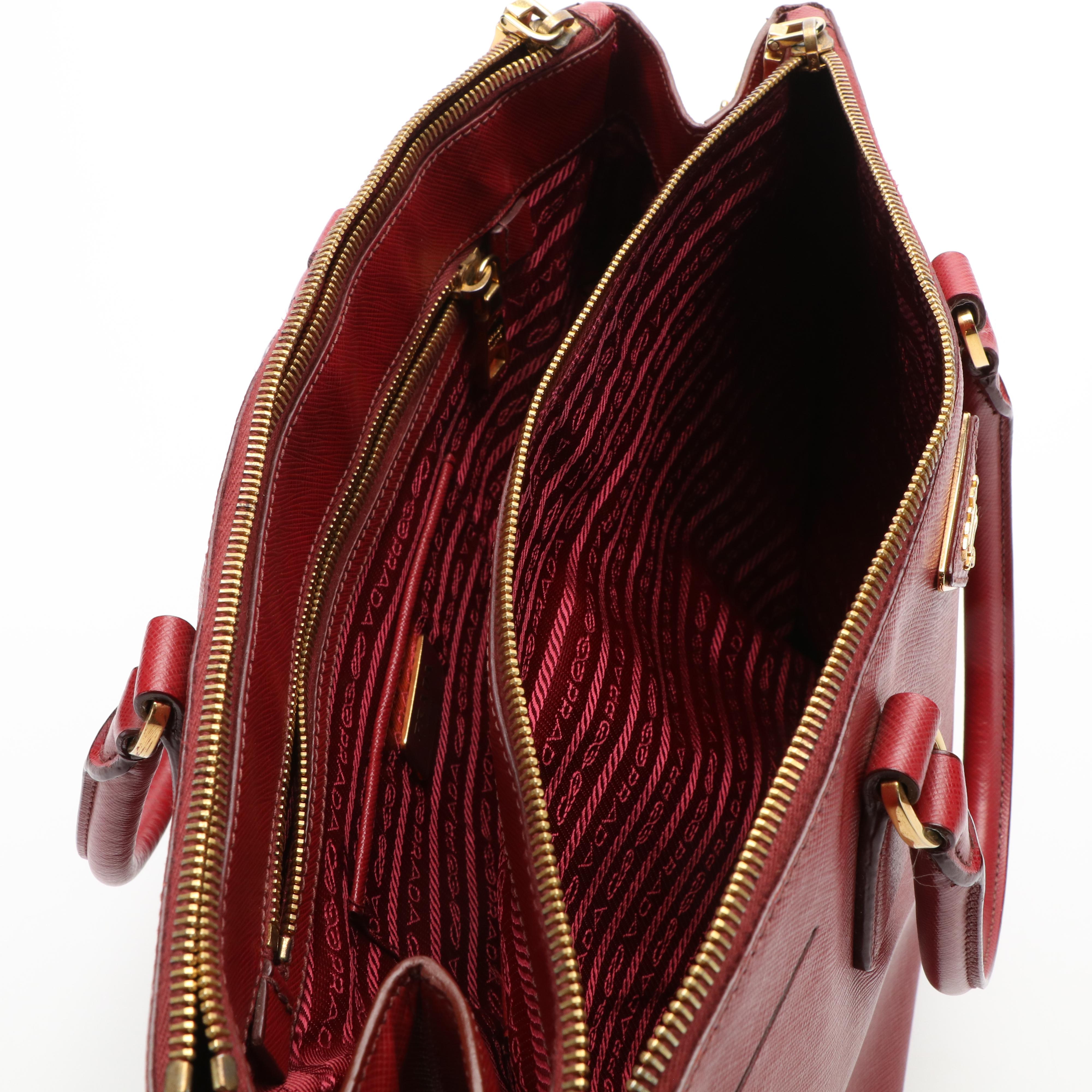 Prada Red Saffiano Leather Galleria Handbag