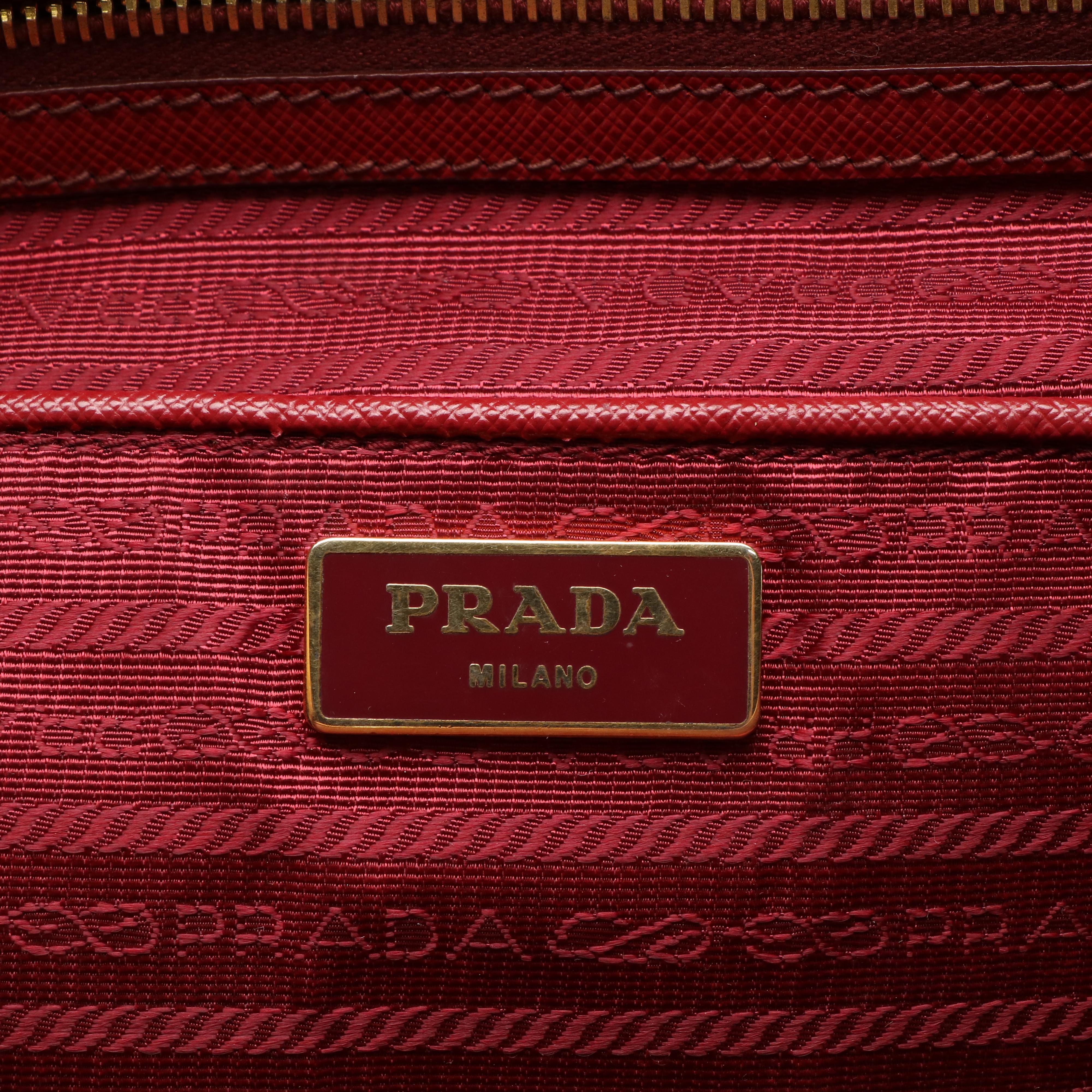 Prada Red Saffiano Leather Galleria Handbag