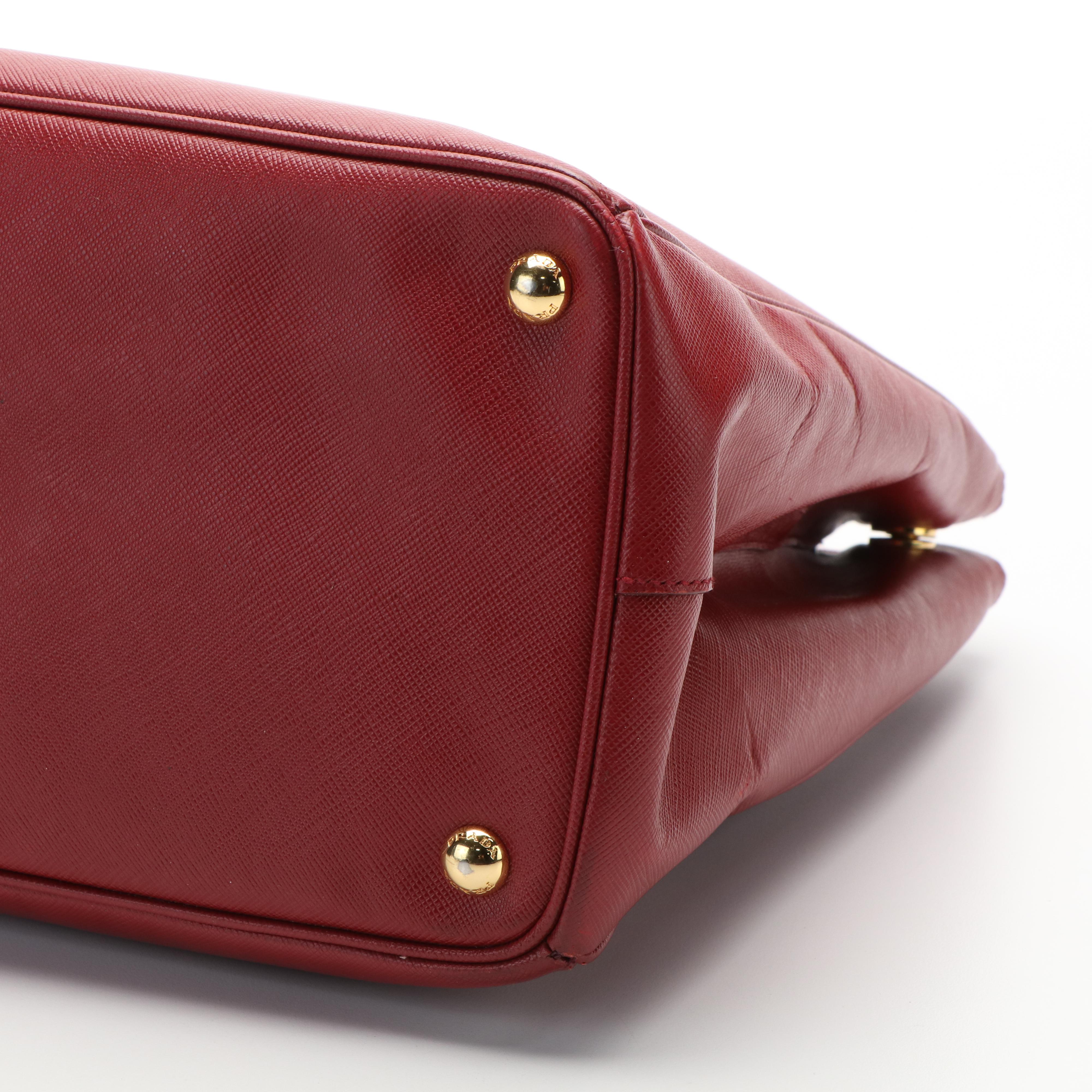 Prada Red Saffiano Leather Galleria Handbag