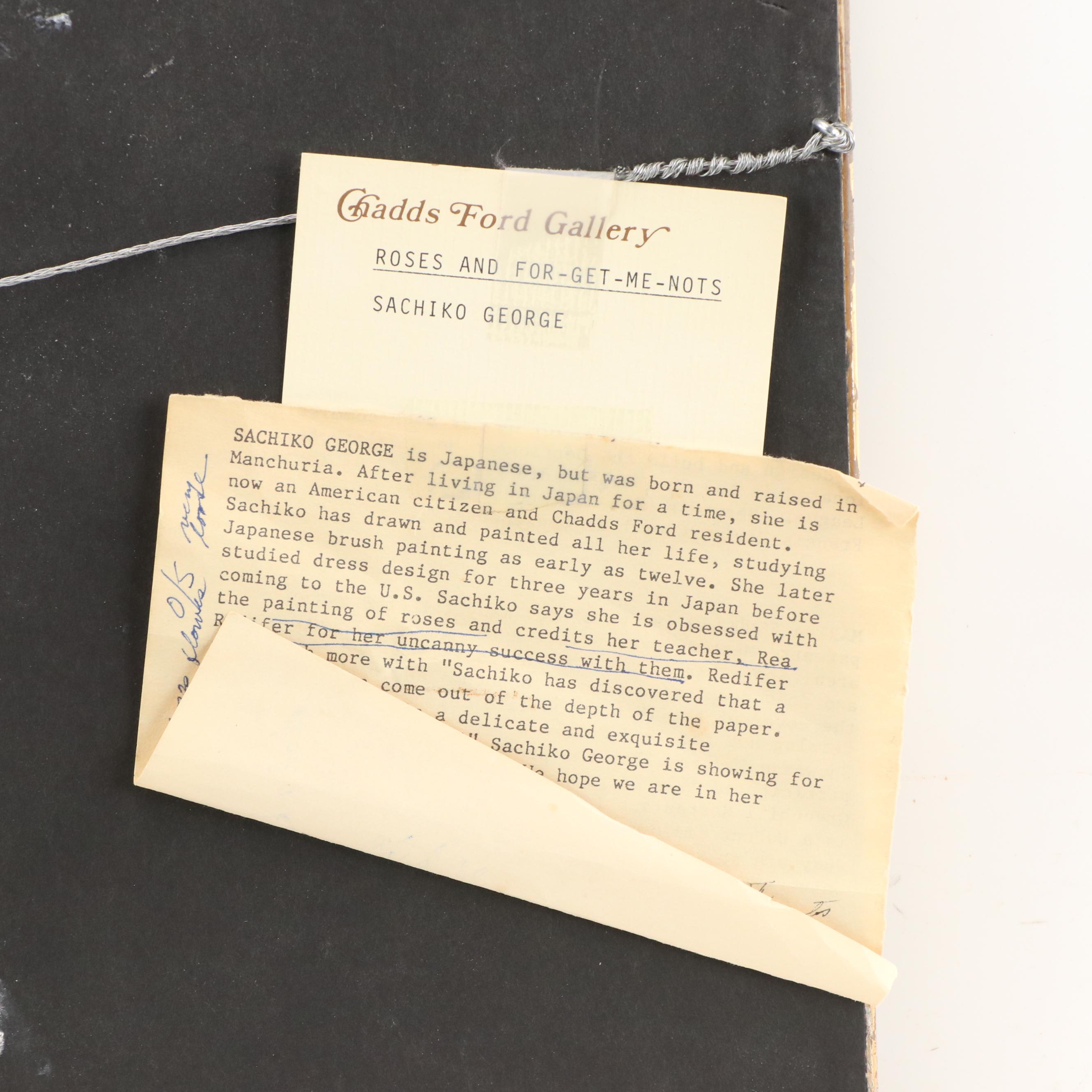 Sachiko George Watercolor Painting "Roses and For-Get-Me-Nots"