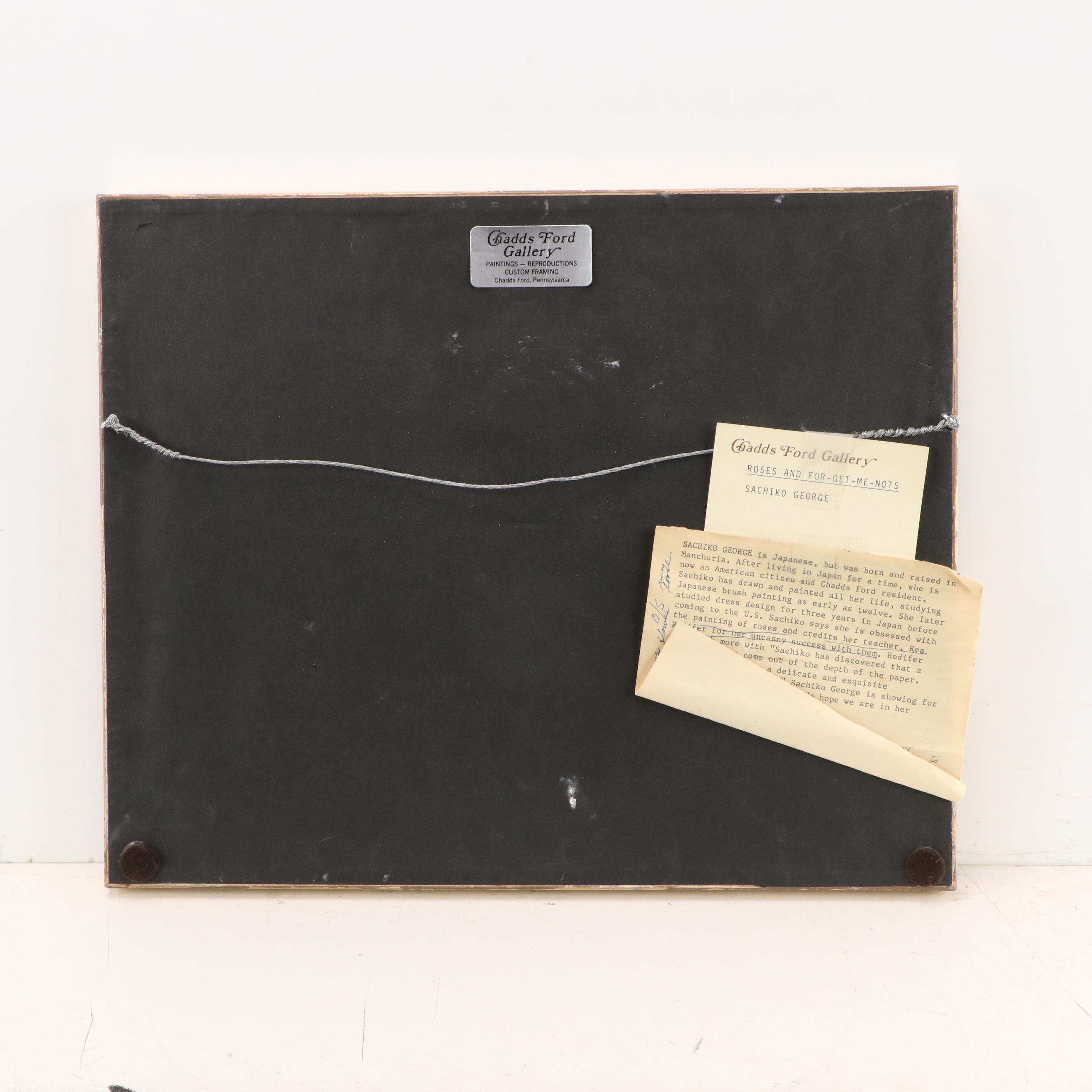 Sachiko George Watercolor Painting "Roses and For-Get-Me-Nots"