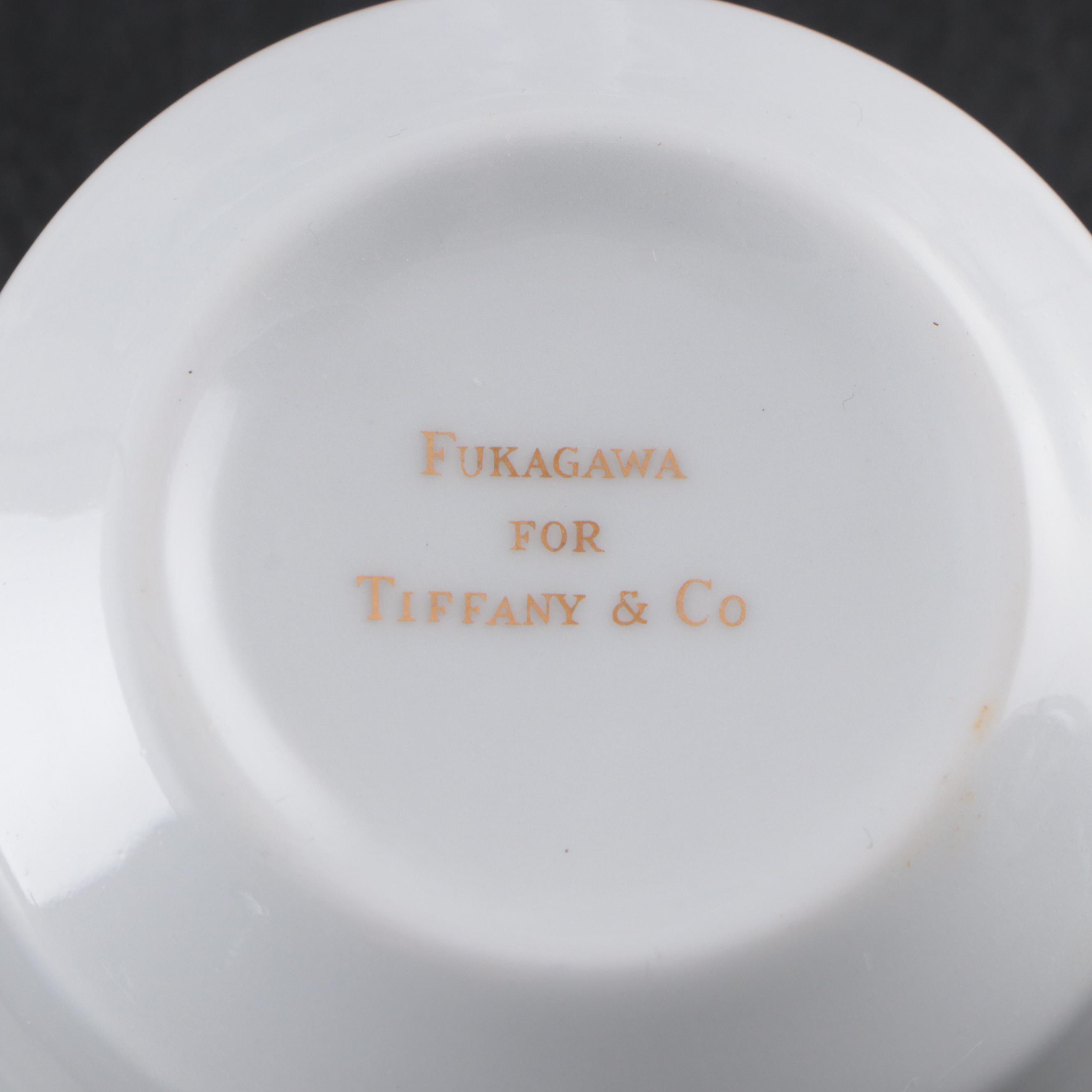 Fukagawa for Tiffany & Co. Blue Dragon Motif Porcelain Teacups