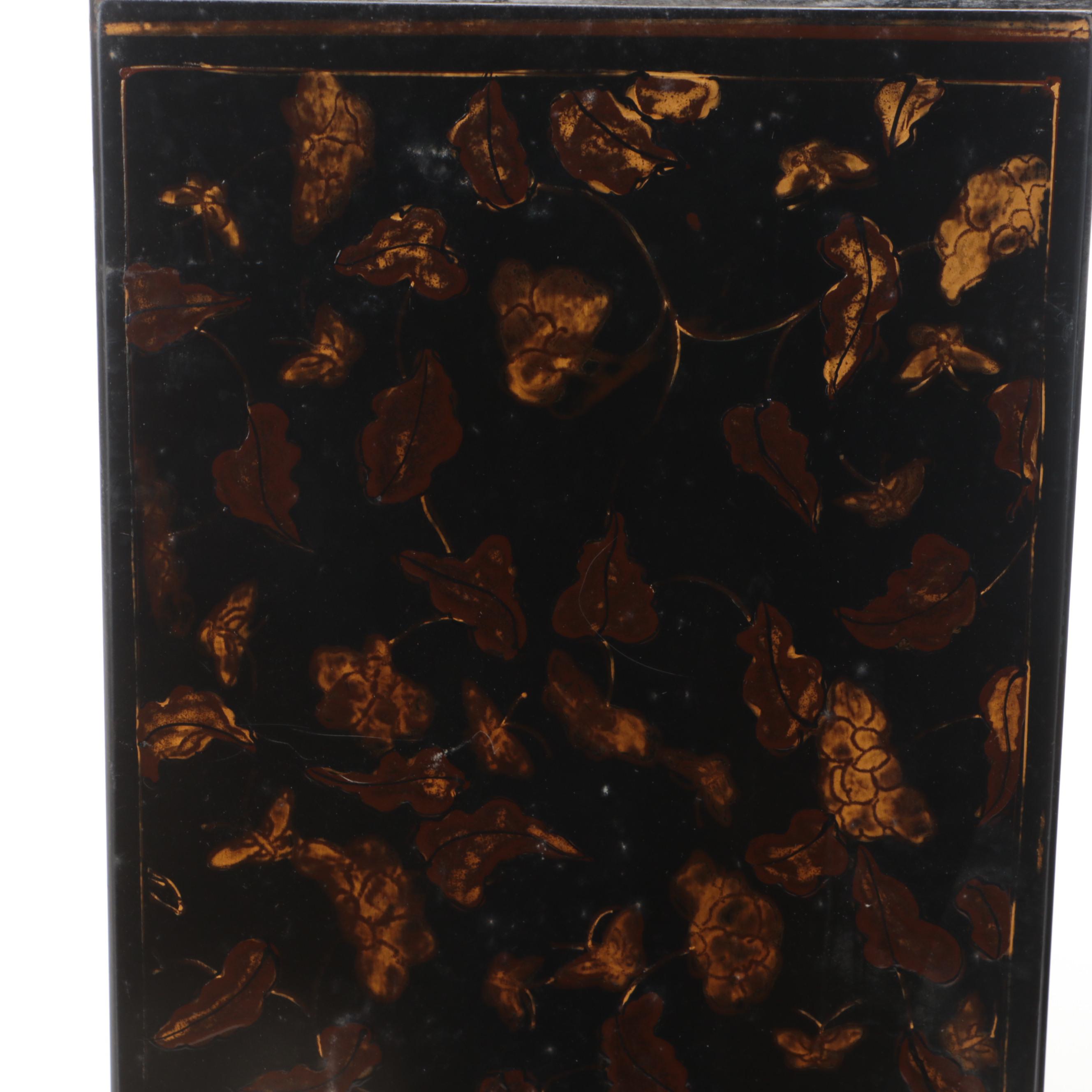 Black Faux Tortoise and Palm Tree Waste Cans