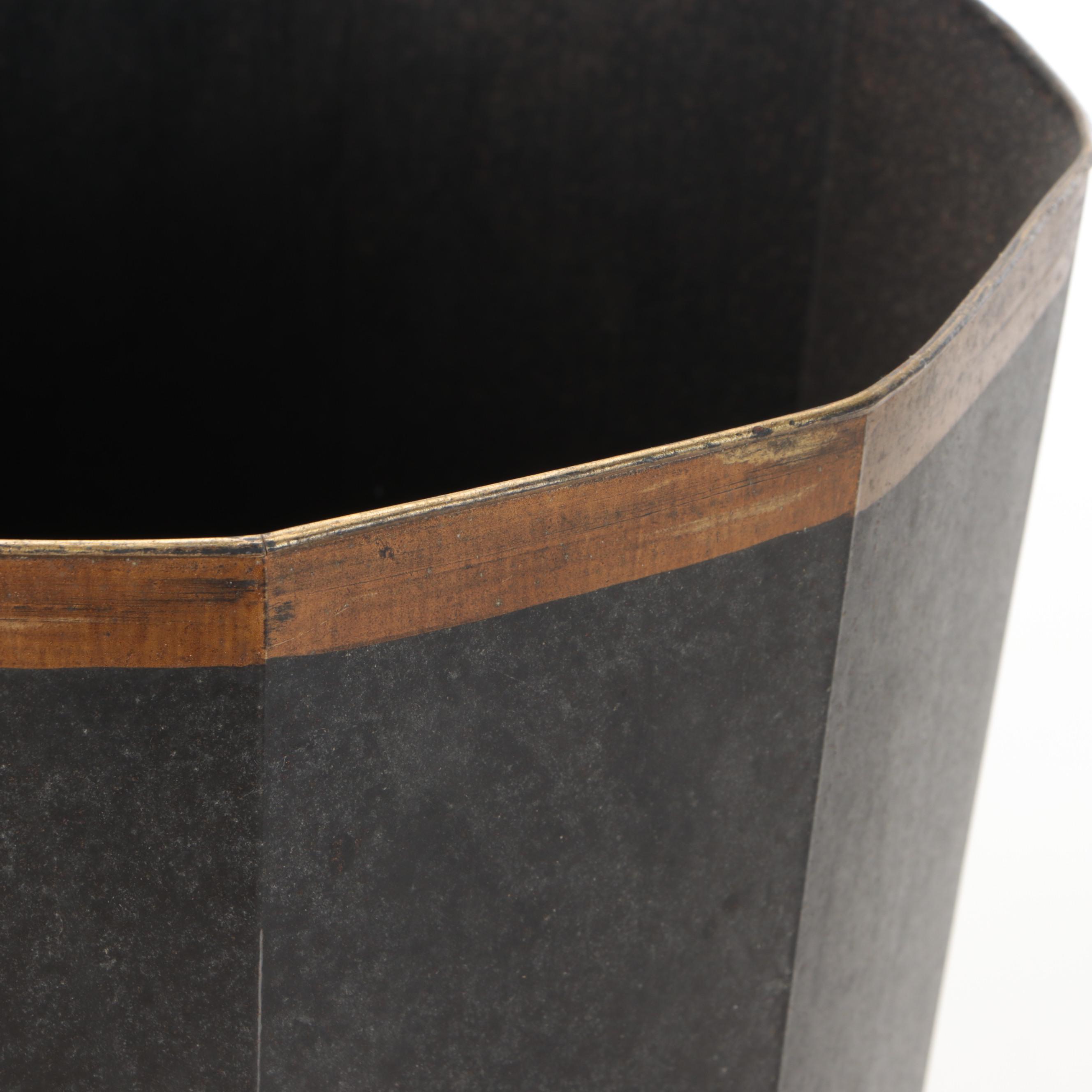 Black Faux Tortoise and Palm Tree Waste Cans