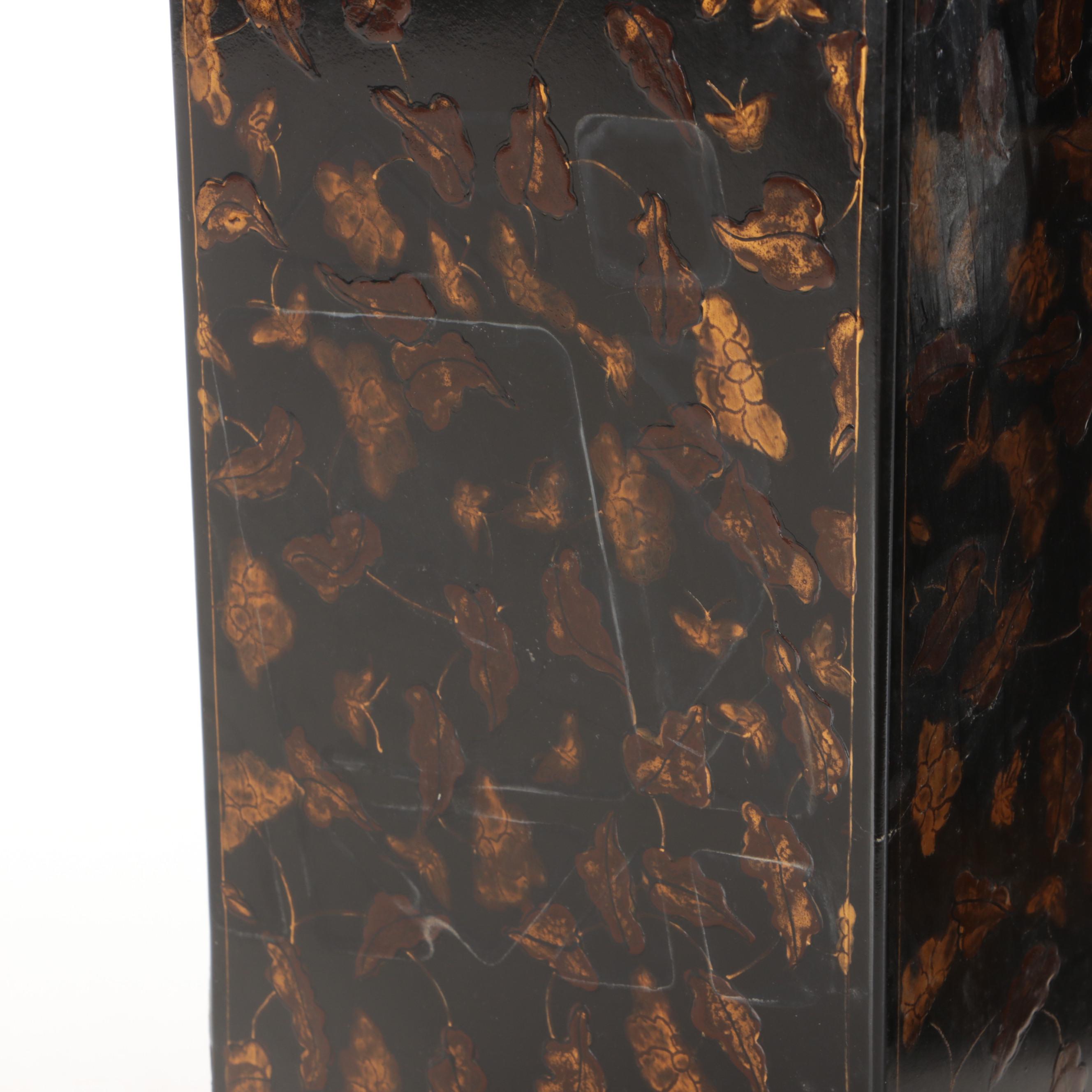 Black Faux Tortoise and Palm Tree Waste Cans