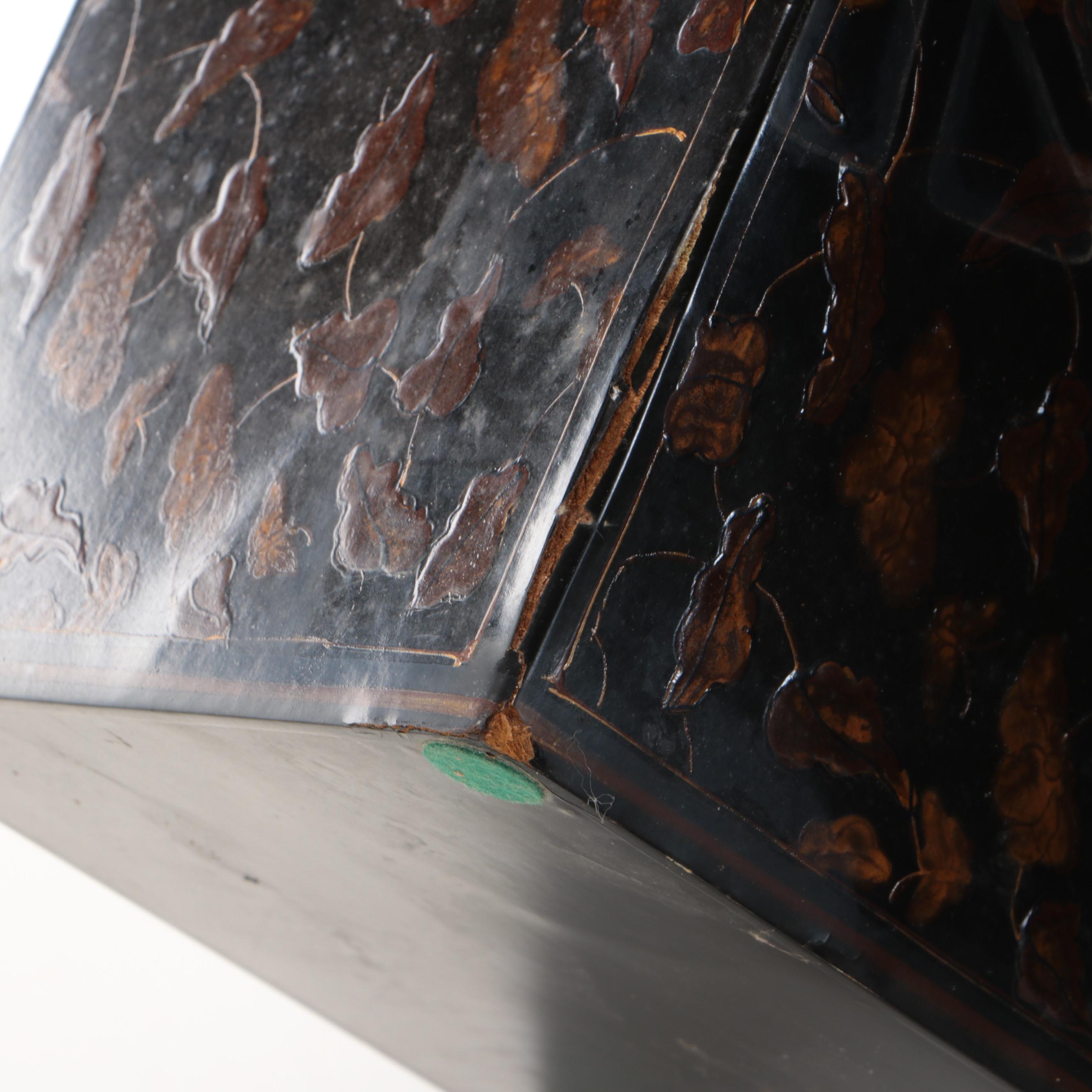 Black Faux Tortoise and Palm Tree Waste Cans