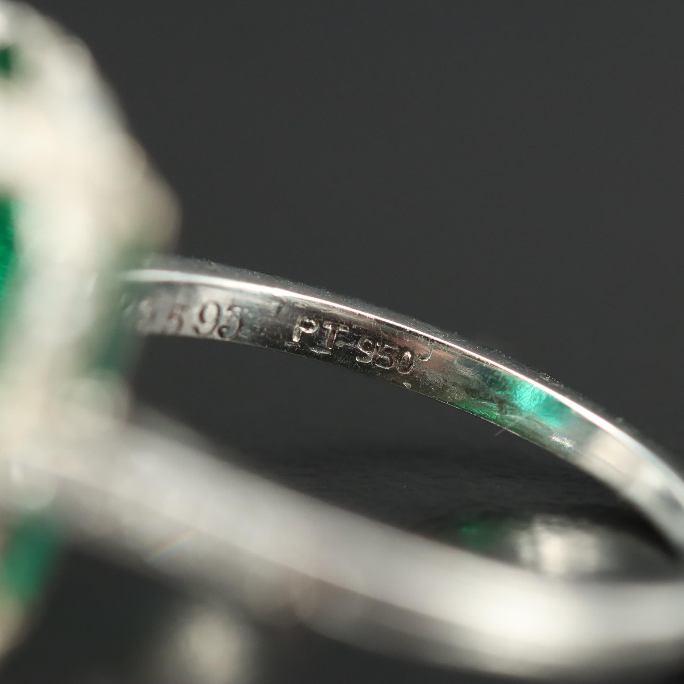 Van Cleef & Arpels Early Art Deco Platinum 7.37 CT Emerald and Diamond Ring