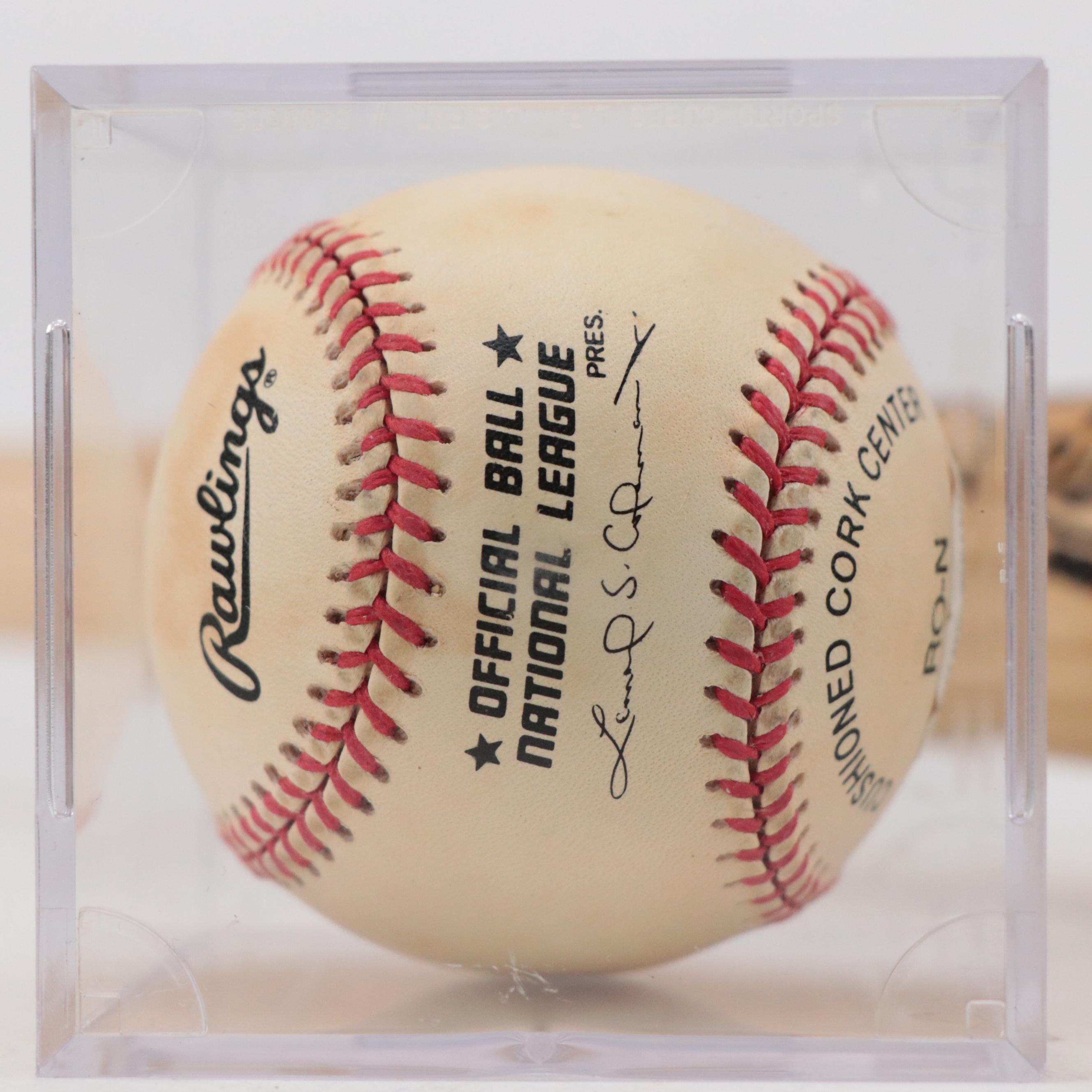 Red Schoendienst Signed Baseball Bat with Enos Slaughter Signed Baseball