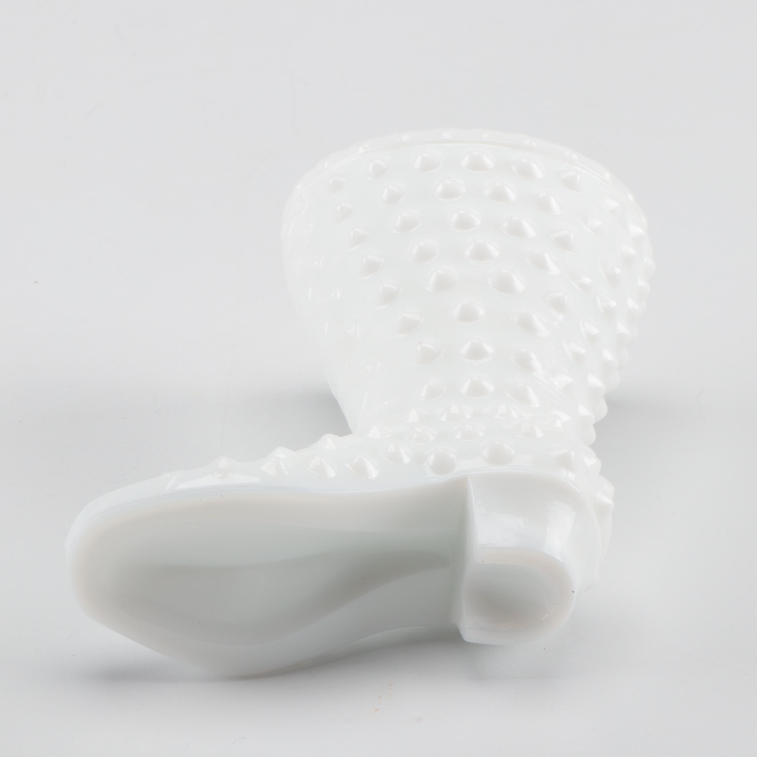 Fenton Daisy and Button and Hobnail Glass Boot Figurines in Assorted Colors