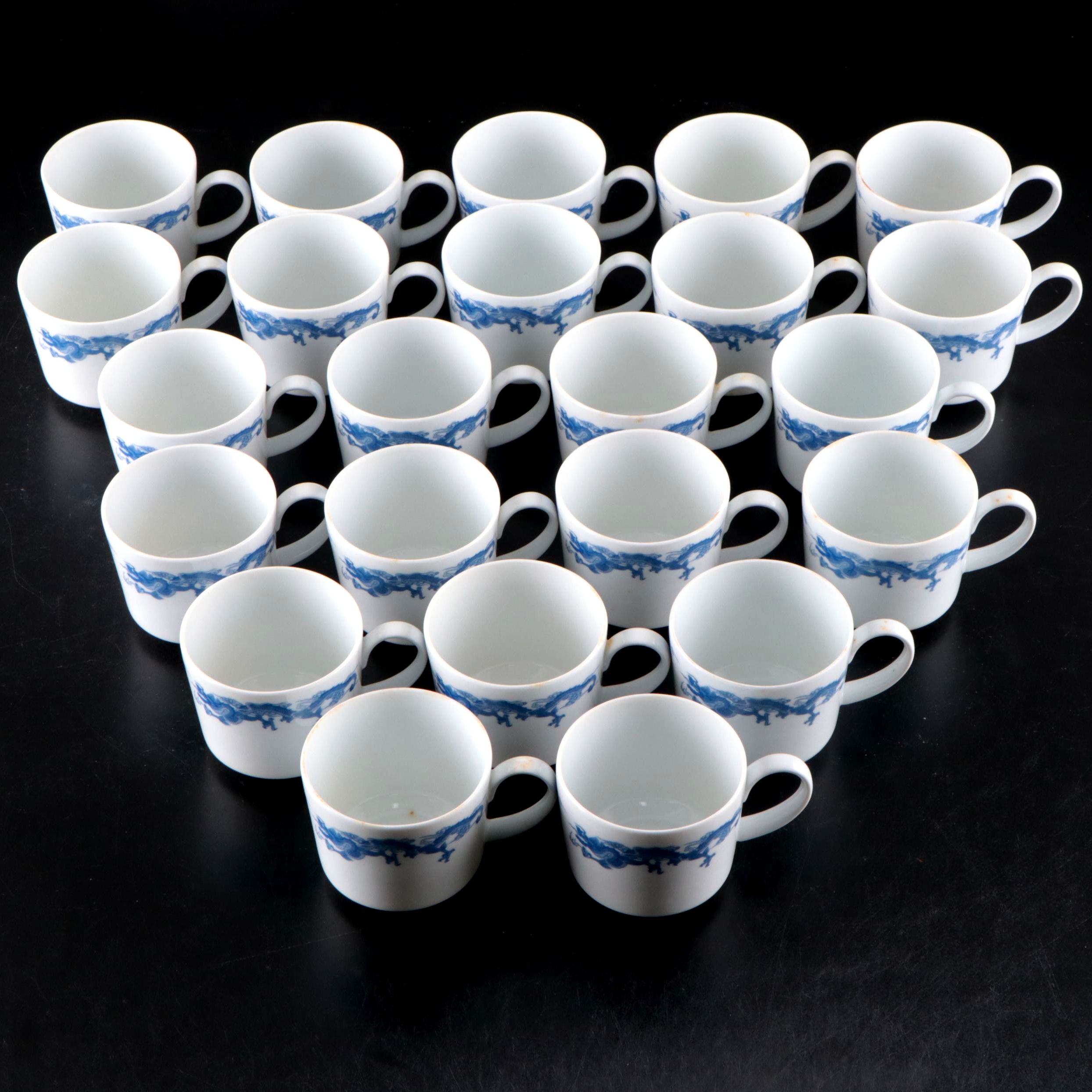 Fukagawa for Tiffany & Co. Blue Dragon Motif Porcelain Teacups