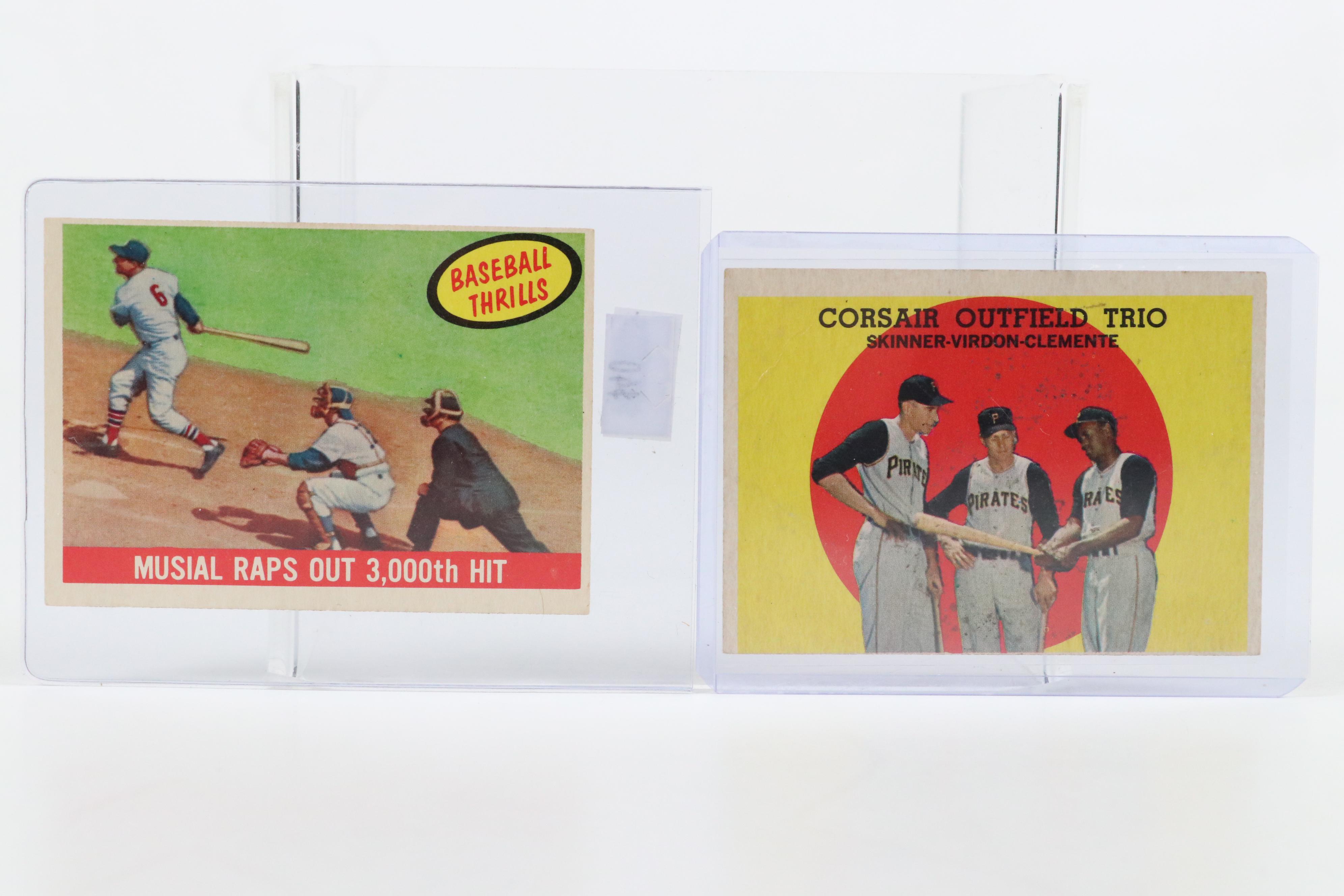 Topps Baseball Cards Featuring Hank Aaron, Roberto Clemente, & More, 1950s–1960s