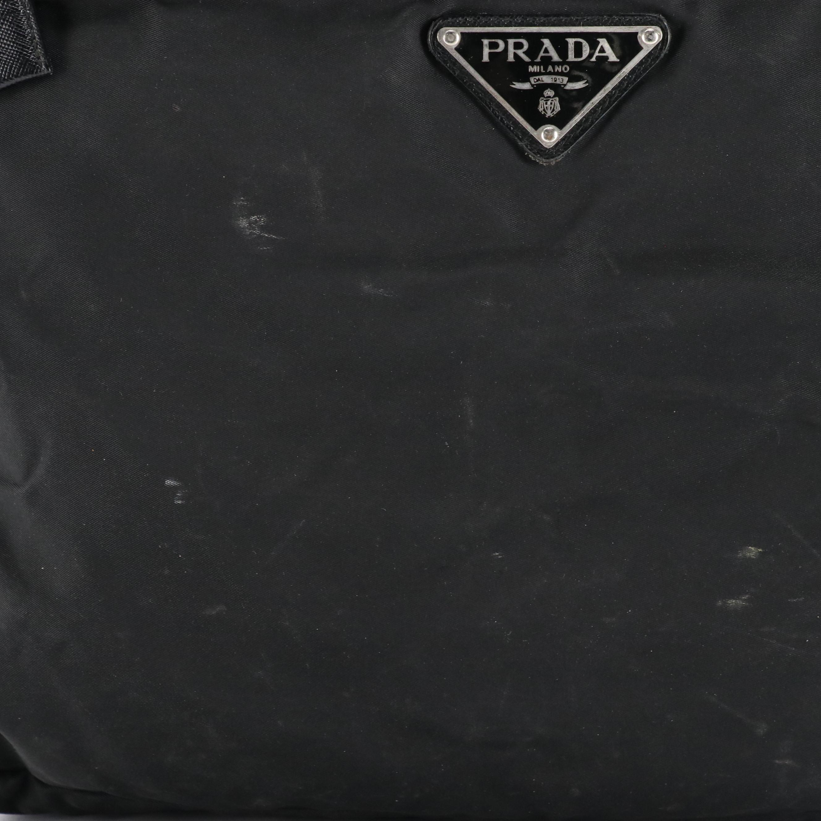 Prada Hobo Style Nylon Zip Bag with Saffiano Leather Trim