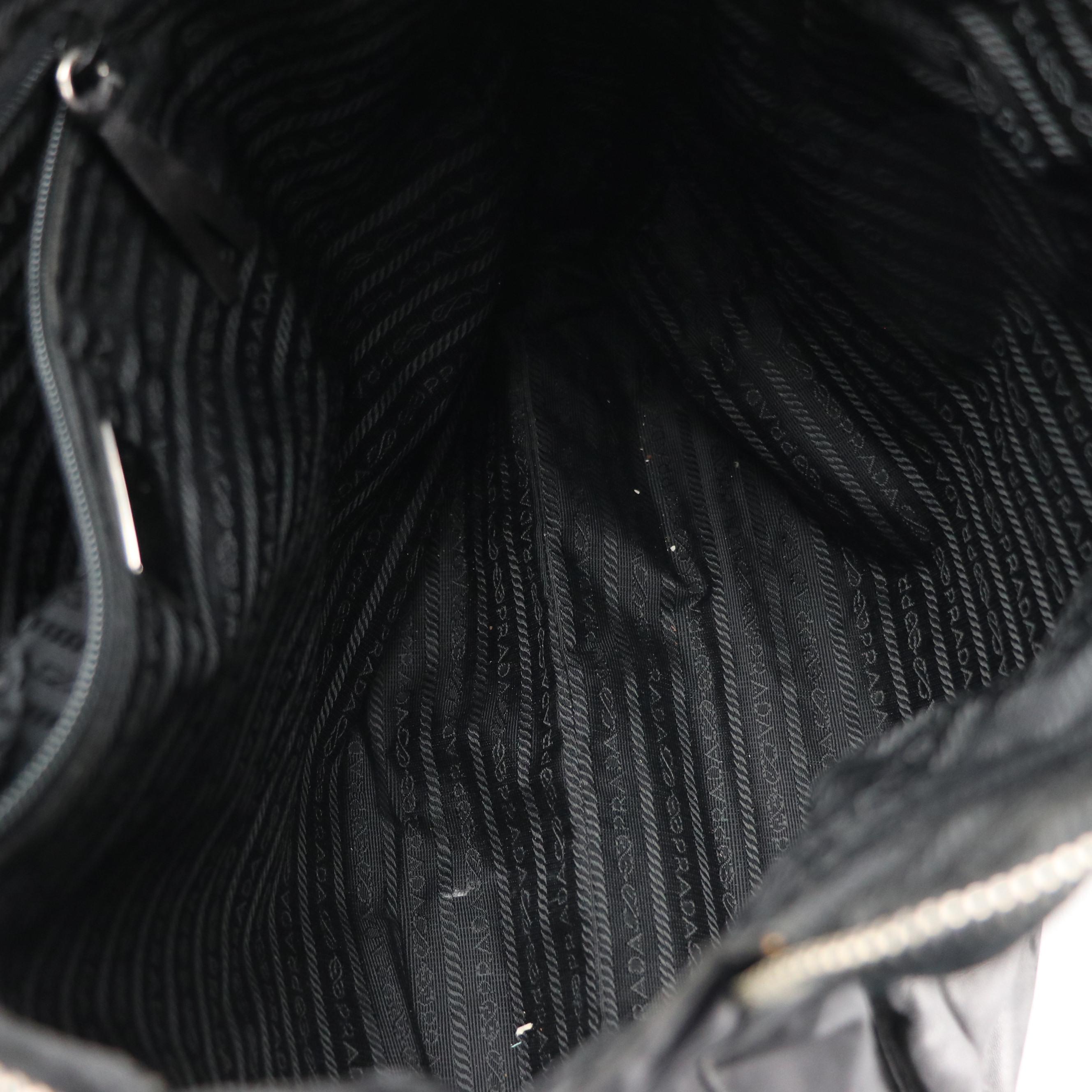 Prada Corner Zip Front Pocket Tote in Nylon and Leather