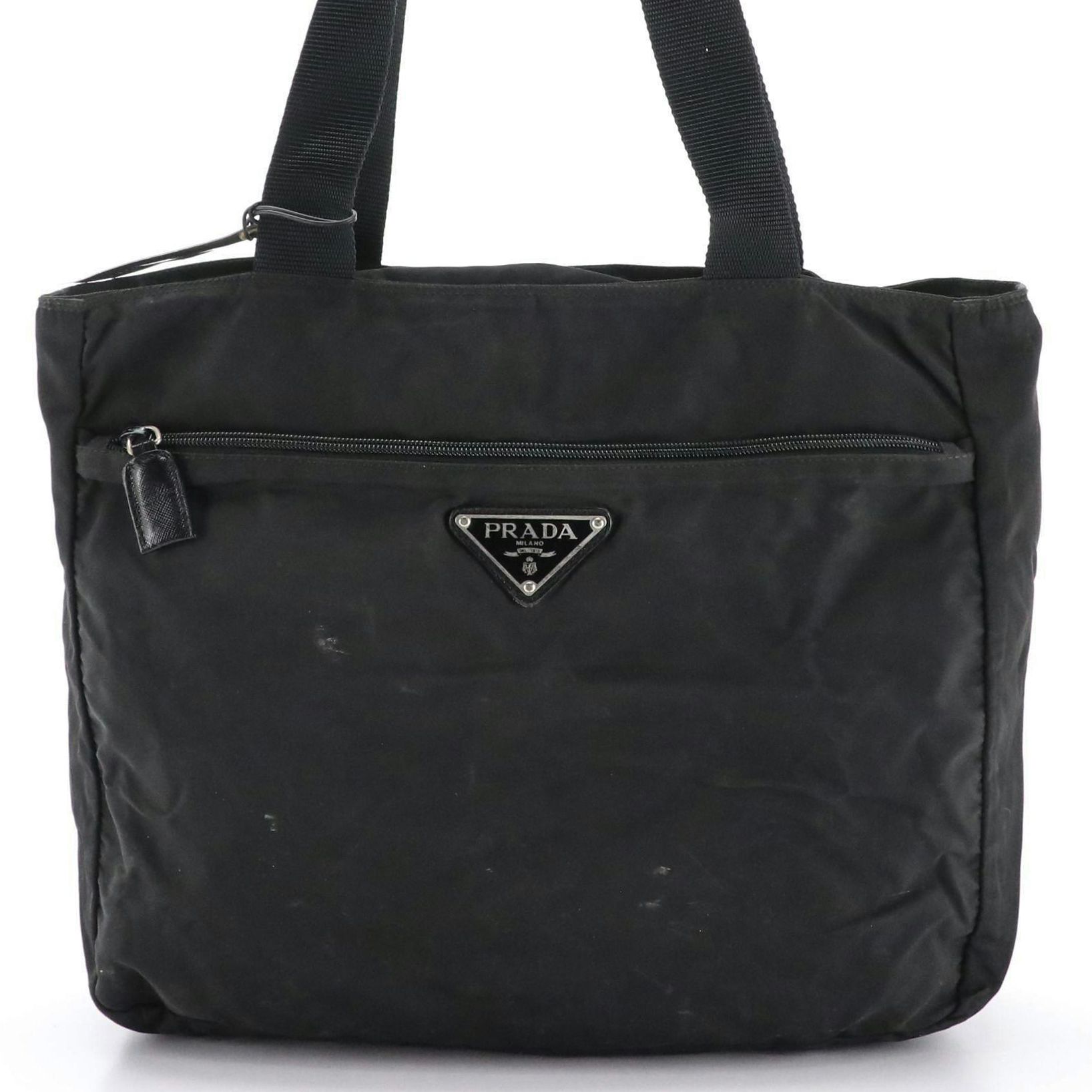 Prada Hobo Style Nylon Zip Bag with Saffiano Leather Trim