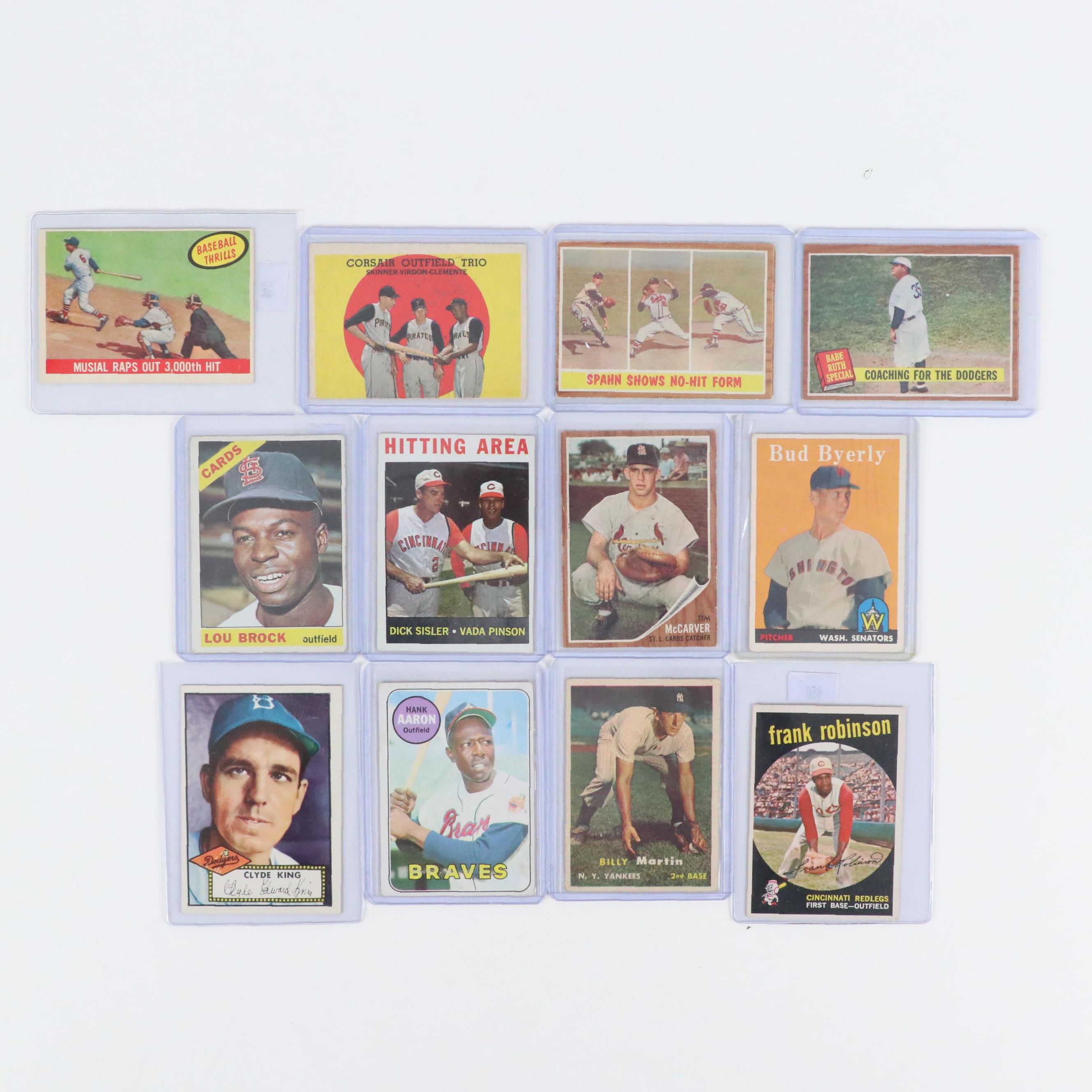 Topps Baseball Cards Featuring Hank Aaron, Roberto Clemente, & More, 1950s–1960s