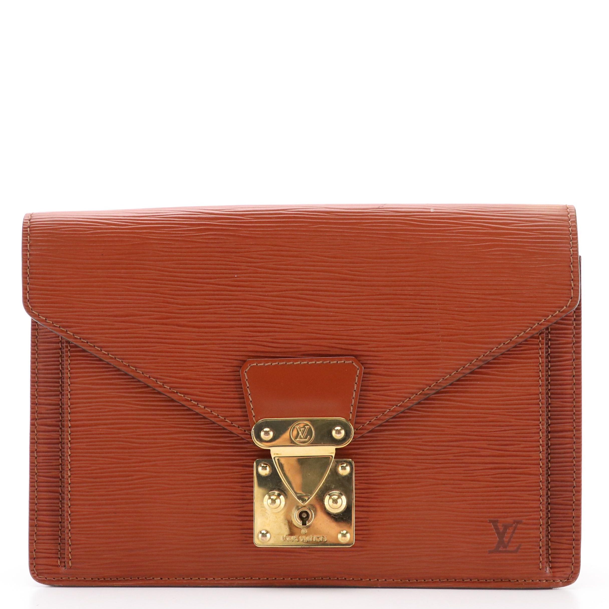 Louis Vuitton Sellier Dragonne Wristlet Clutch in Cipango Gold Epi Leather