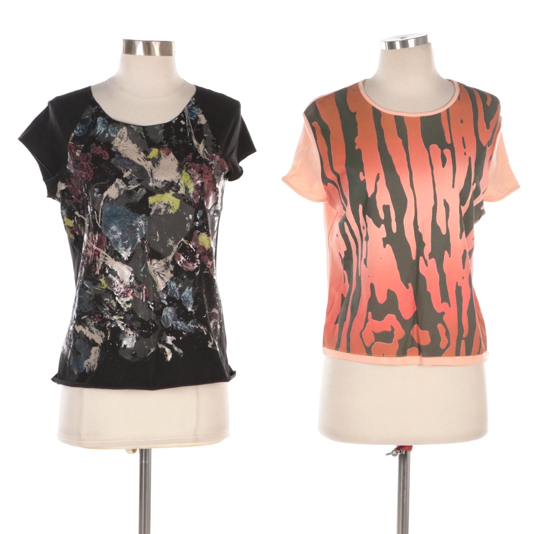 Karl Lagerfeld and Christian Lacroix Printed Cotton Blend T-Shirts