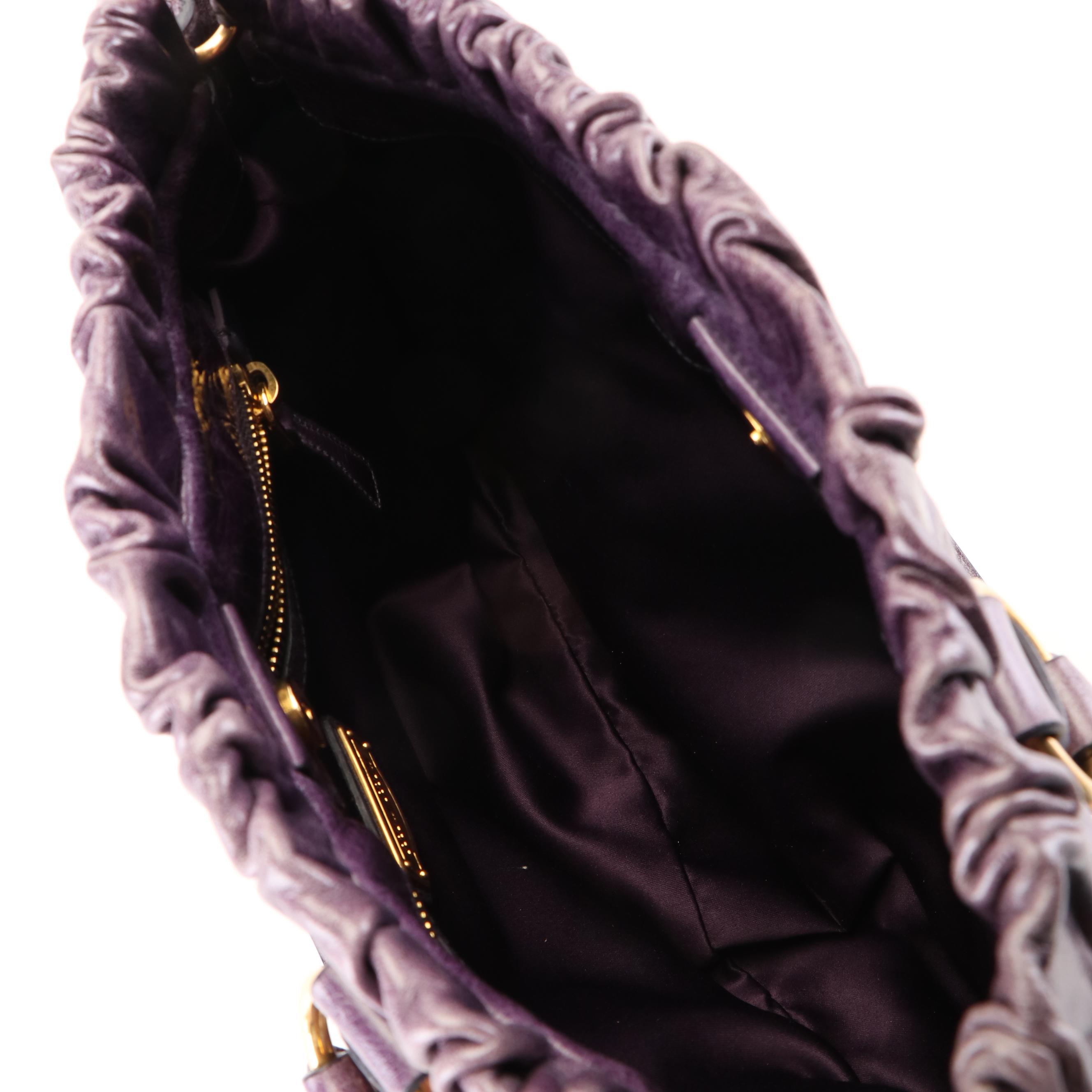 Miu Miu Top Handle Shopping Bag in Purple Vitello Lux Leather