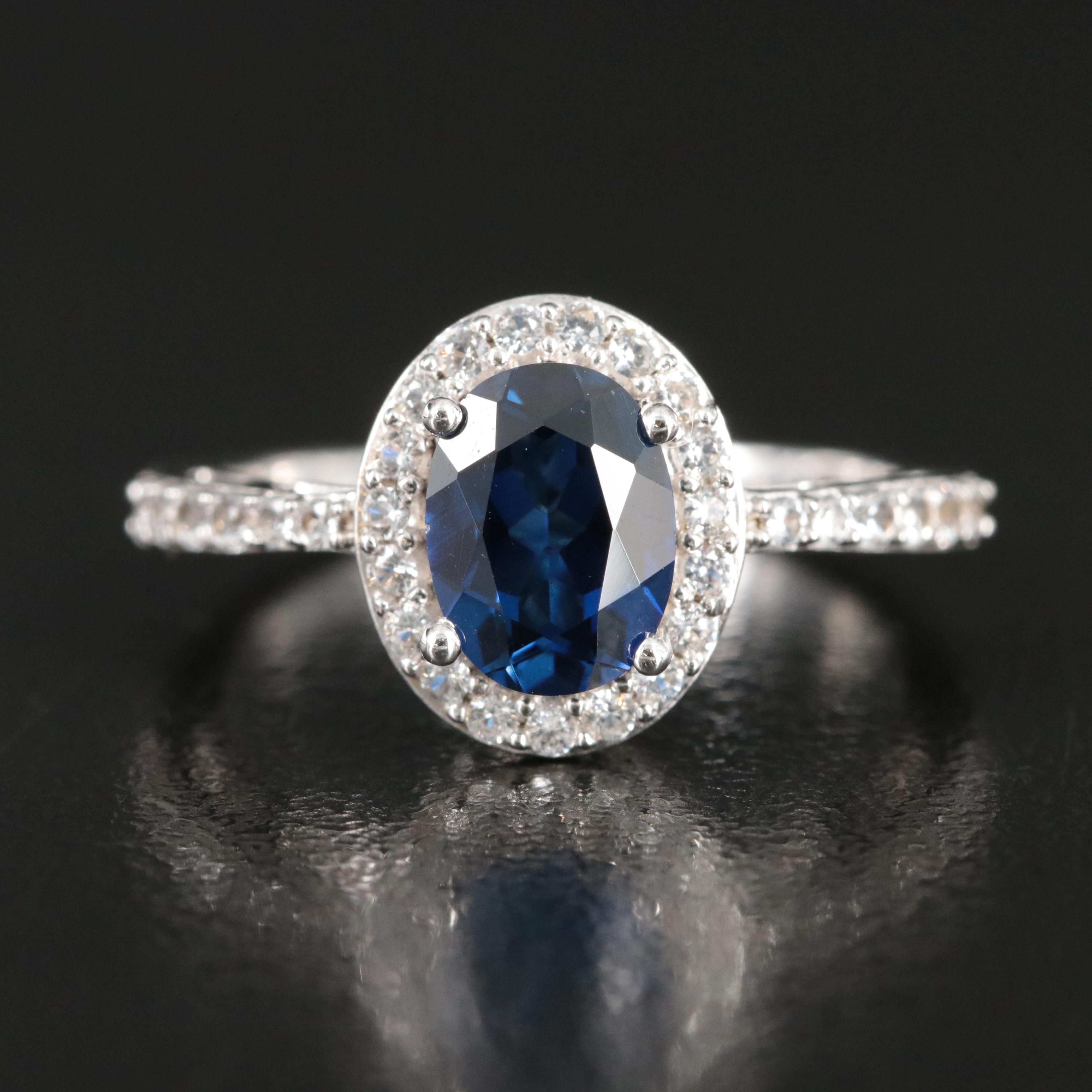 Sterling Blue and White Sapphire Ring