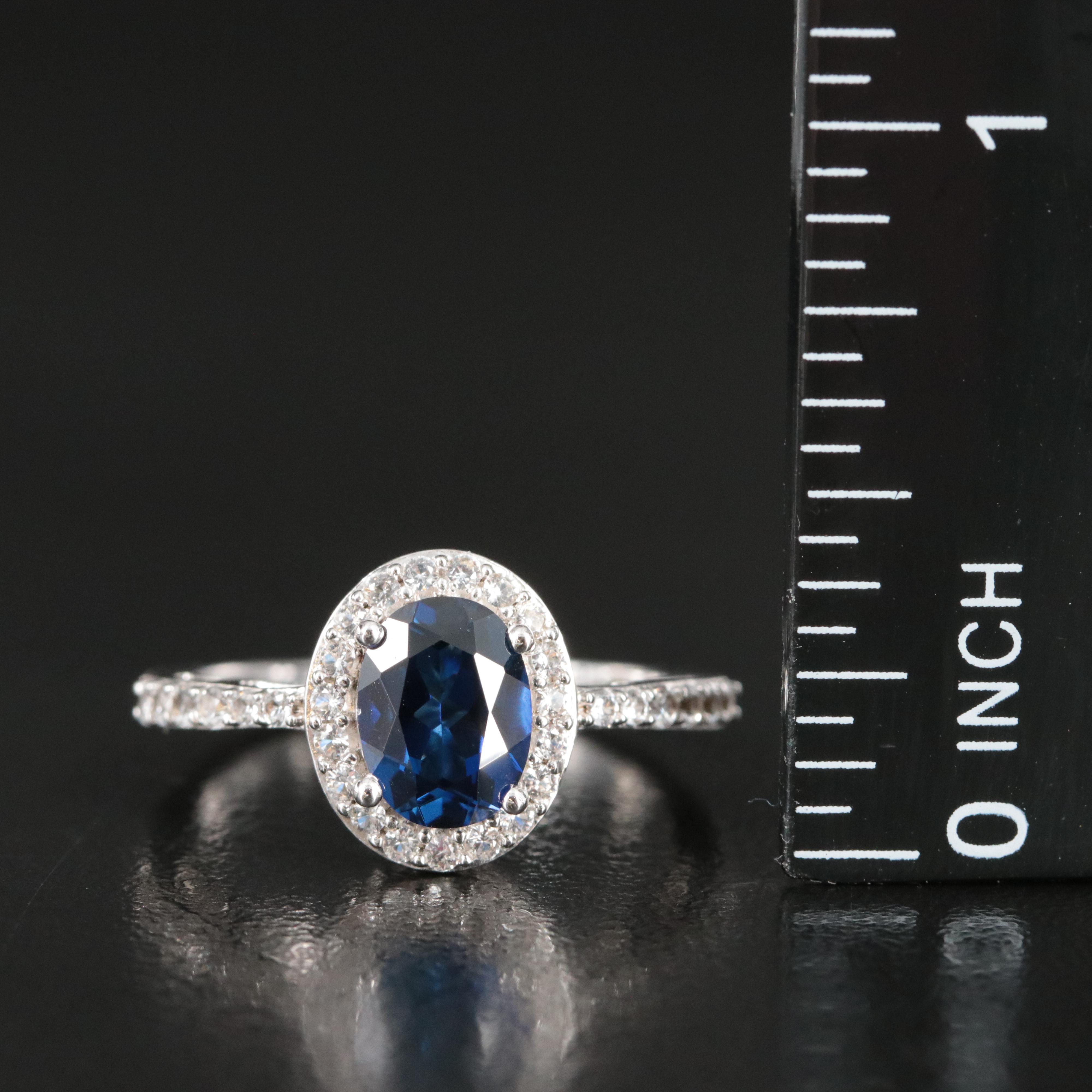 Sterling Blue and White Sapphire Ring