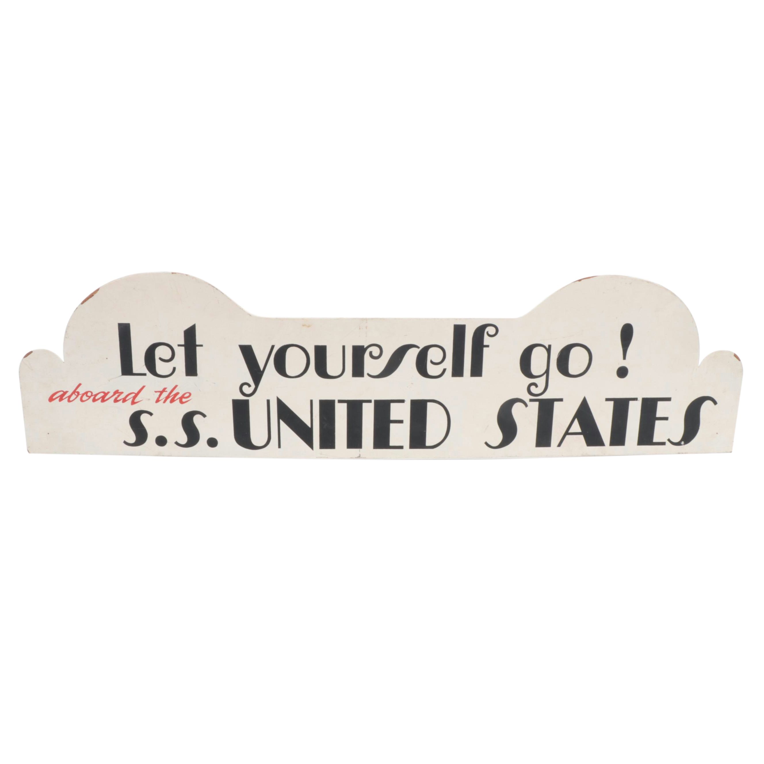 S.S. United States Ocean Liner Advertising Sign, Mid-20th Century