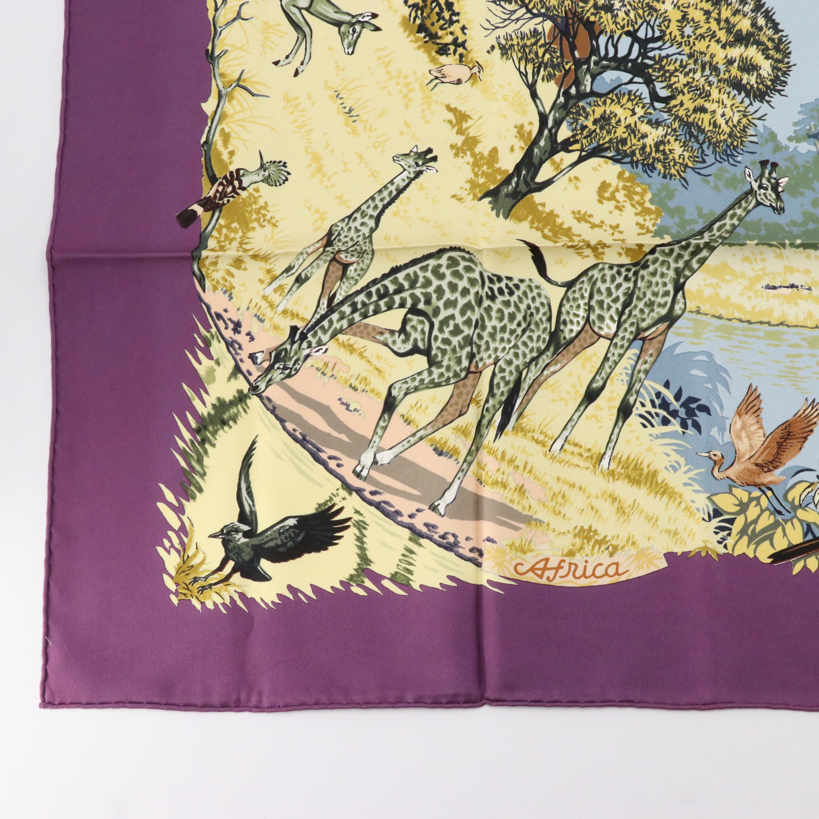 Hermès "Africa" Scarf 90 in Silk Twill