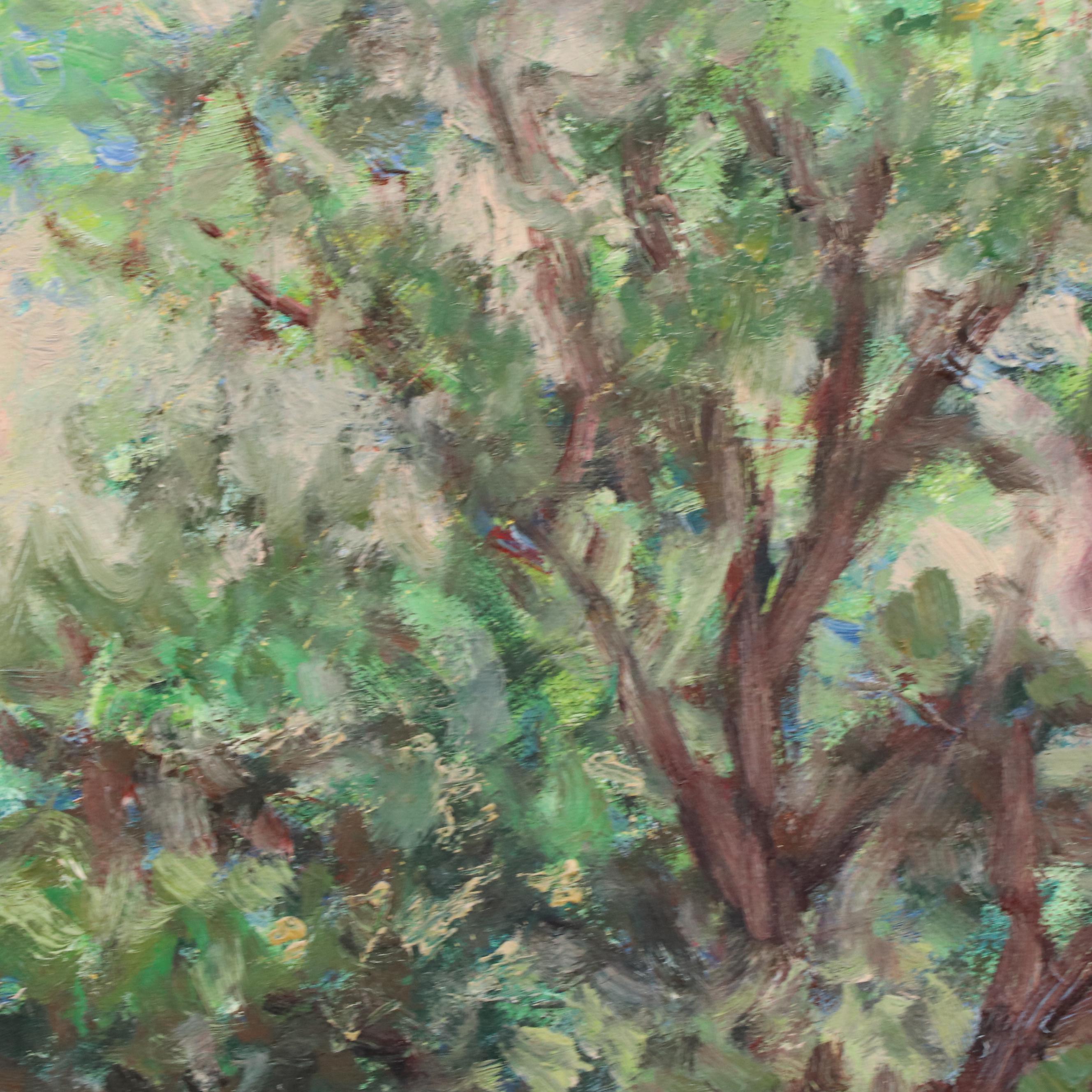 River Landscape Oil Painting "Riverwalk Lu Mansion," 1987 Everything