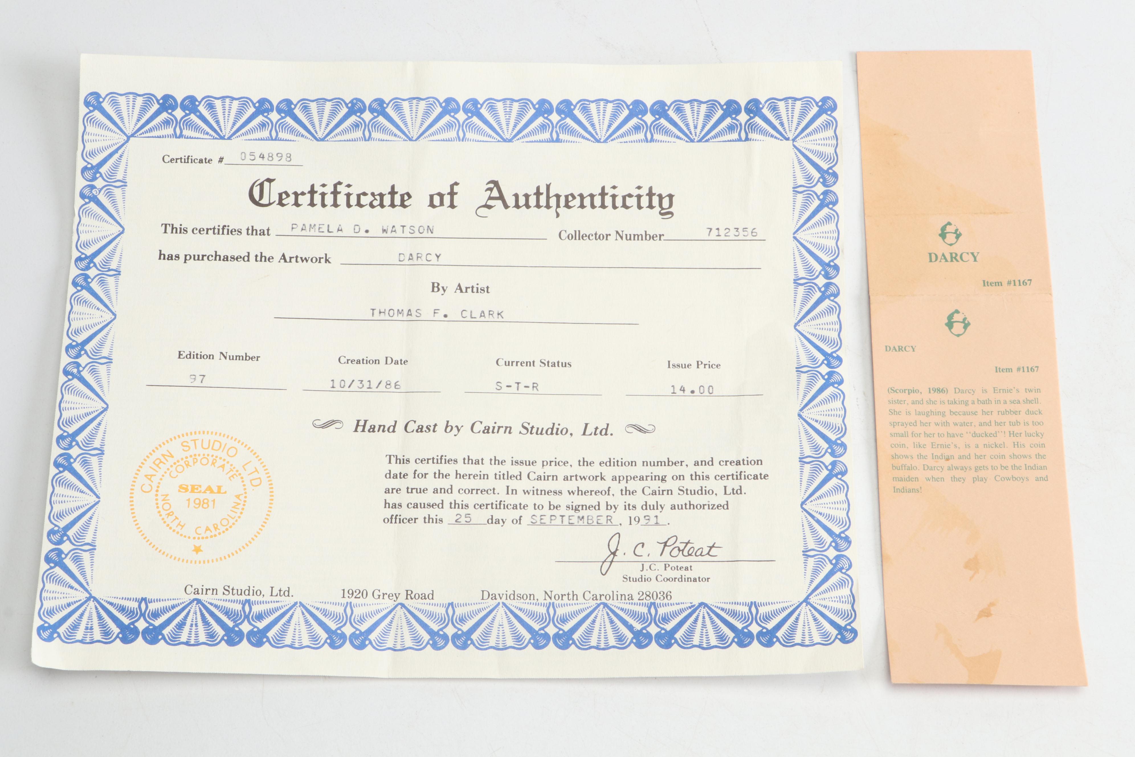 Cairn Studio "Butterfly," "Darcy," "Marty," and More Tom Clark Resin Figurines