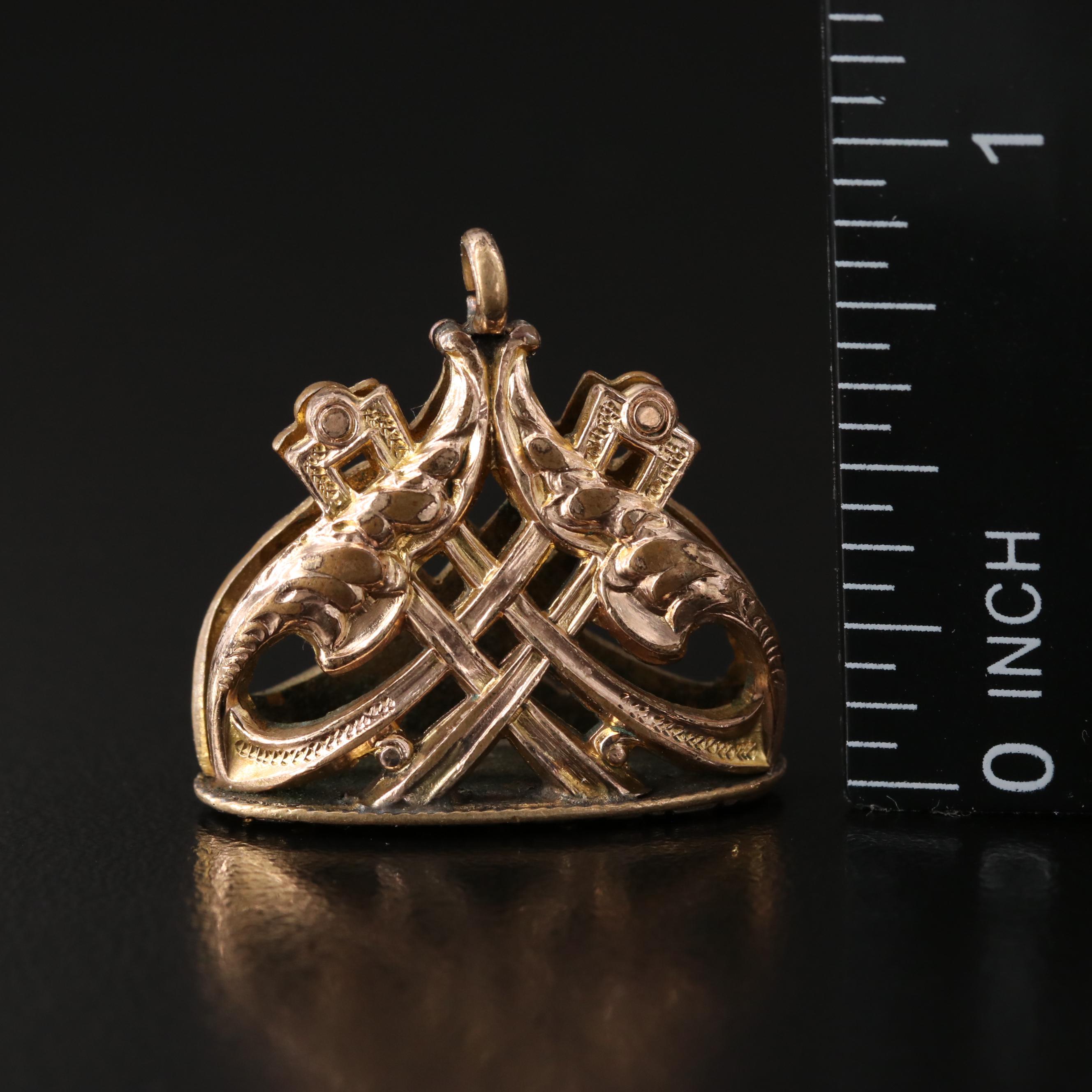 Vintage Fob and Bar Pin with Scroll Design