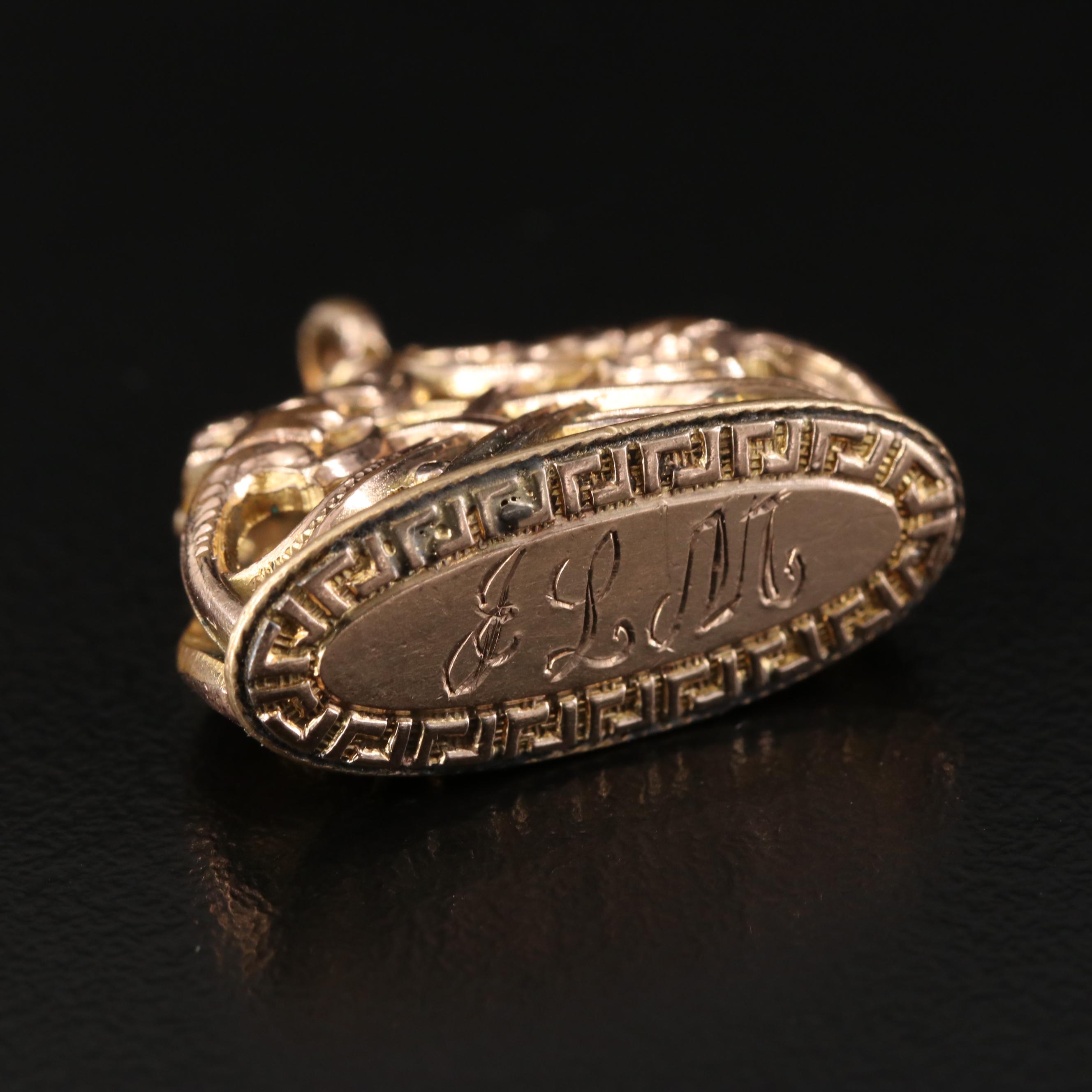 Vintage Fob and Bar Pin with Scroll Design