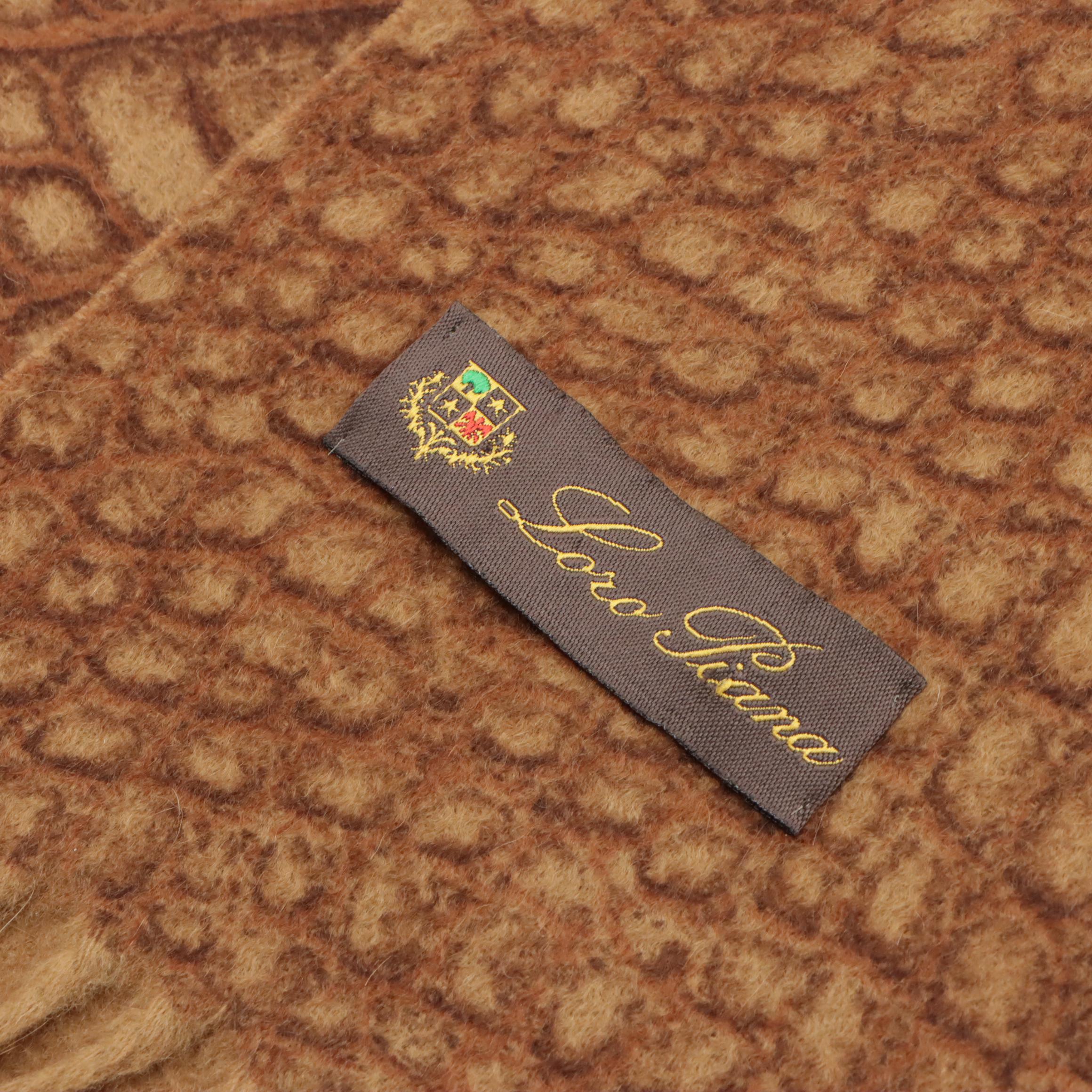 Loro Piana Cashmere Fringe Scarf in Crocodile Print