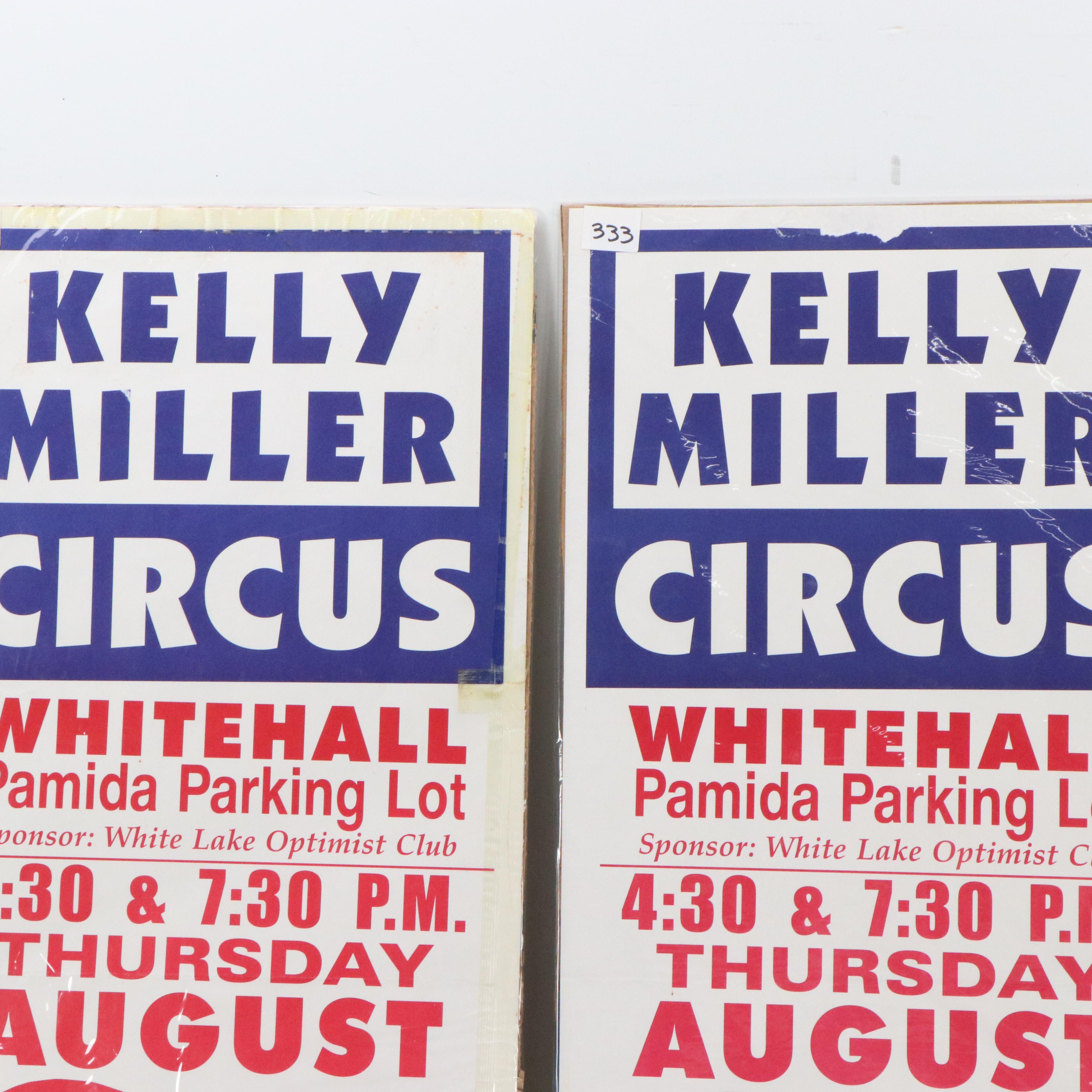 Kelly Miller Circus Showtime Serigraph Posters, Late 20th Century