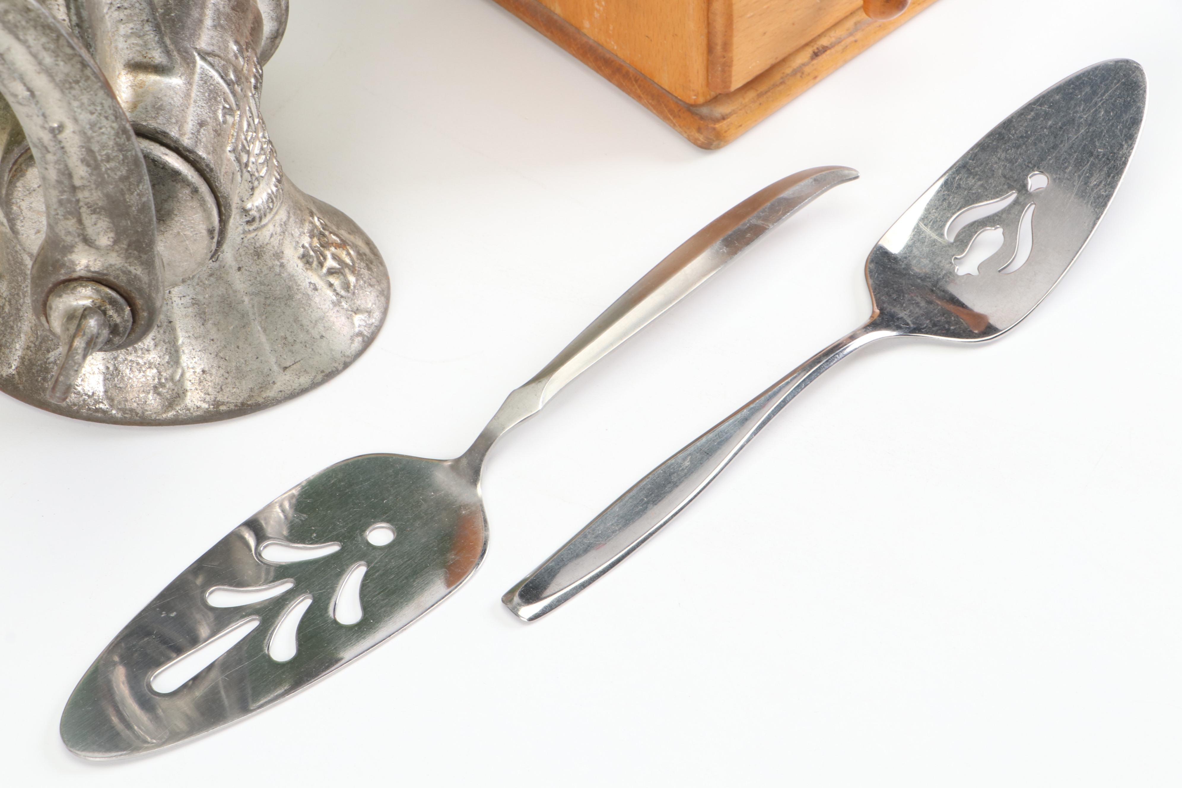 Haha German Coffee Grinder with Meat Grinder & Vintage Advert Style Serving Tray