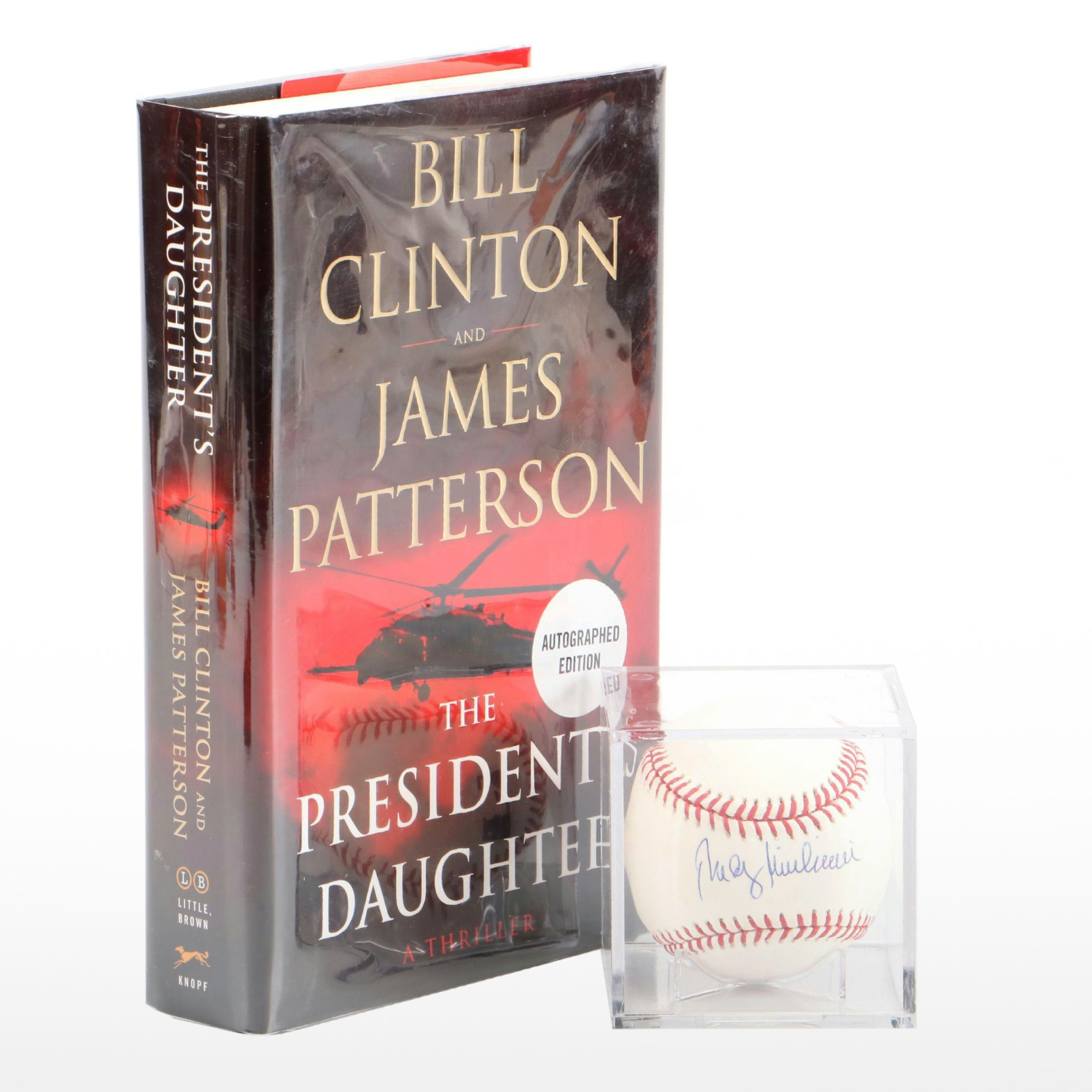 Bill Clinton and James Patterson Signed Book with Rudy Giuliani Signed Baseball